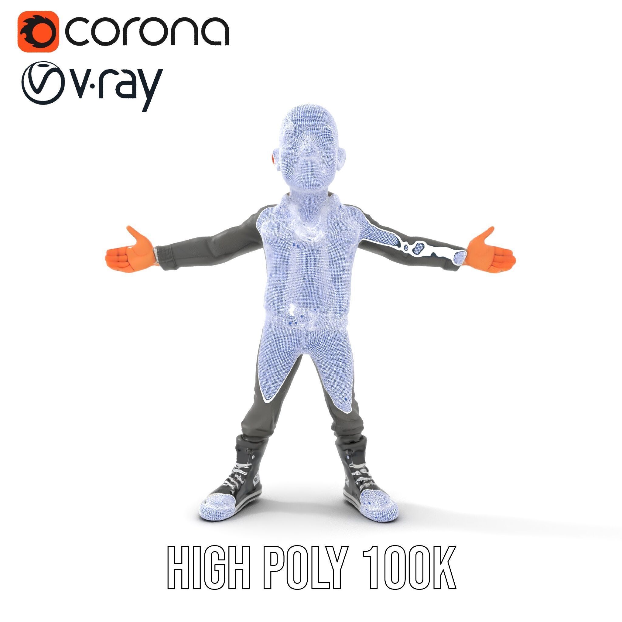 Bald Urban Character with Casual Attire  Rigged and Animated Low-poly 3D model_33