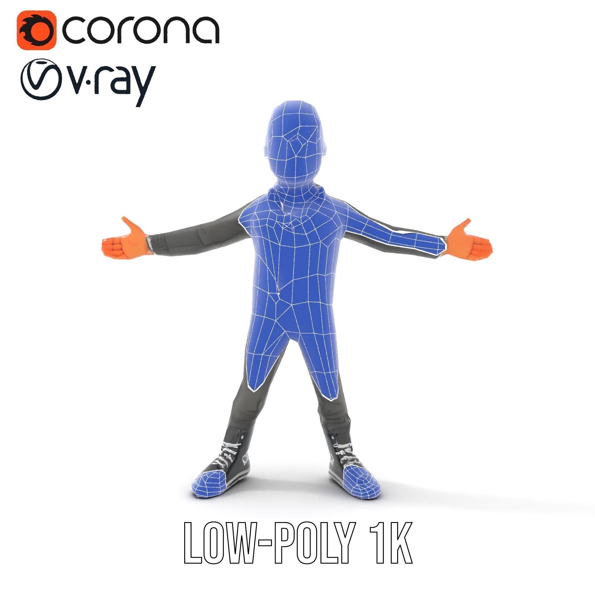 Bald Urban Character with Casual Attire  Rigged and Animated Low-poly 3D model_24