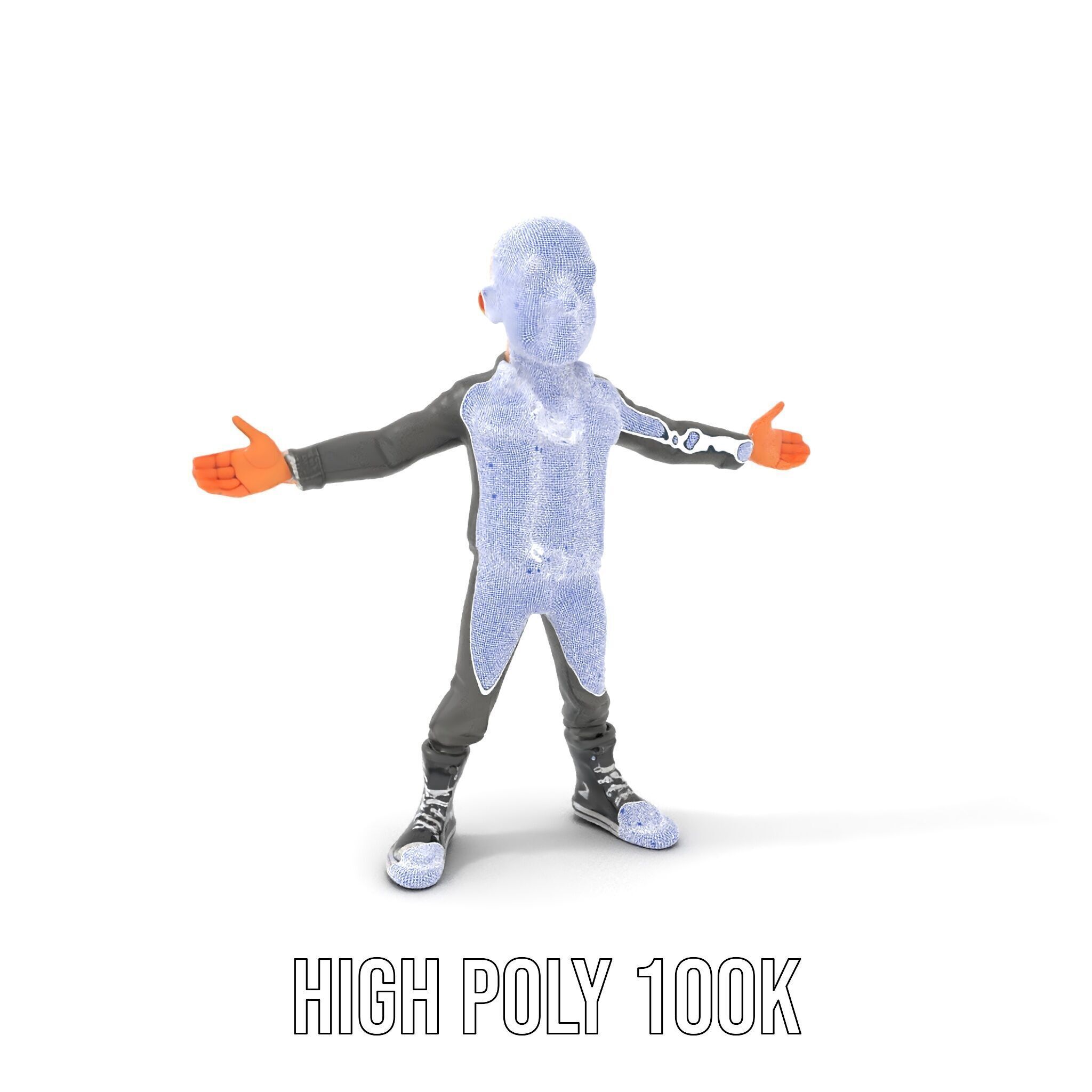 Bald Urban Character with Casual Attire  Rigged and Animated Low-poly 3D model_4