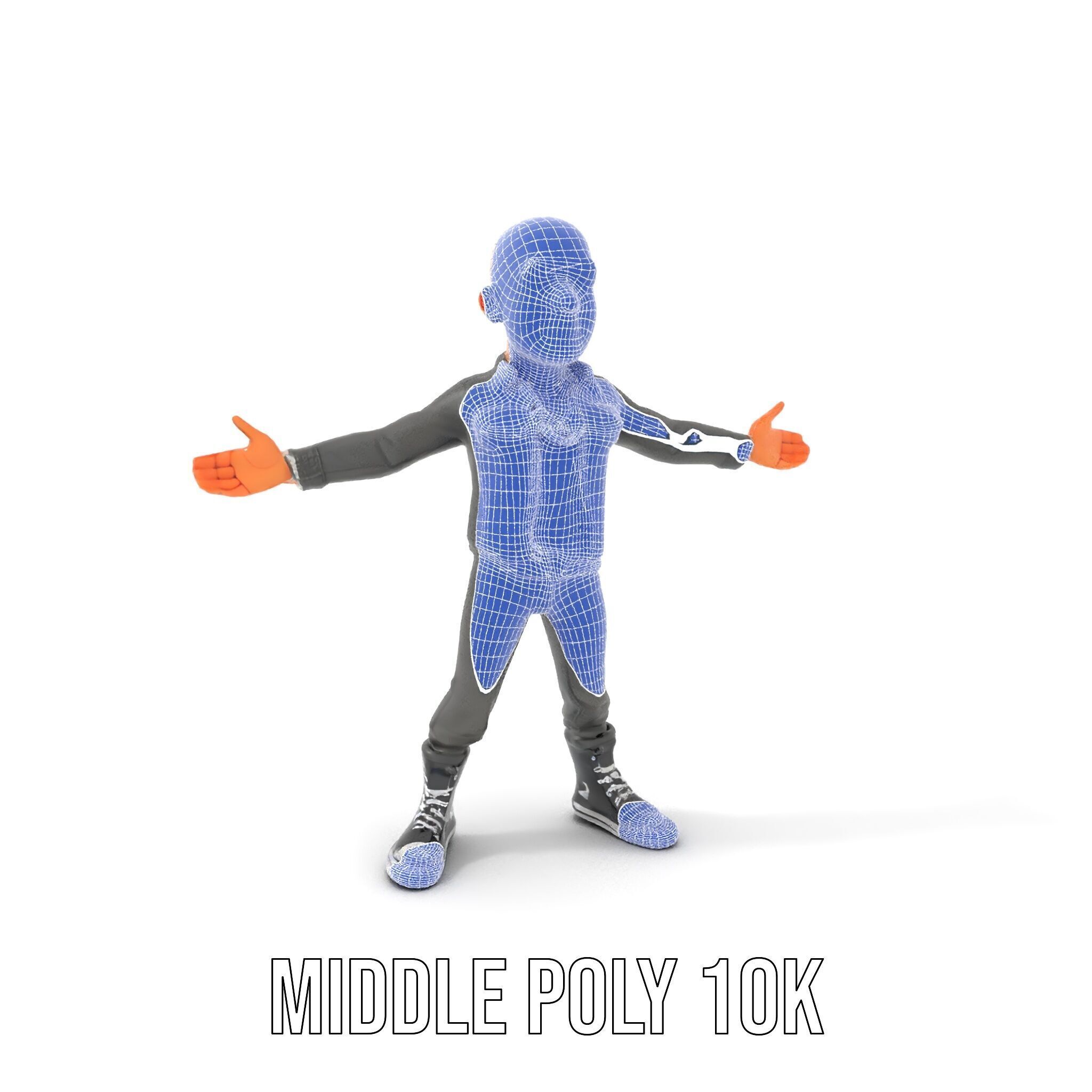 Bald Urban Character with Casual Attire  Rigged and Animated Low-poly 3D model_18