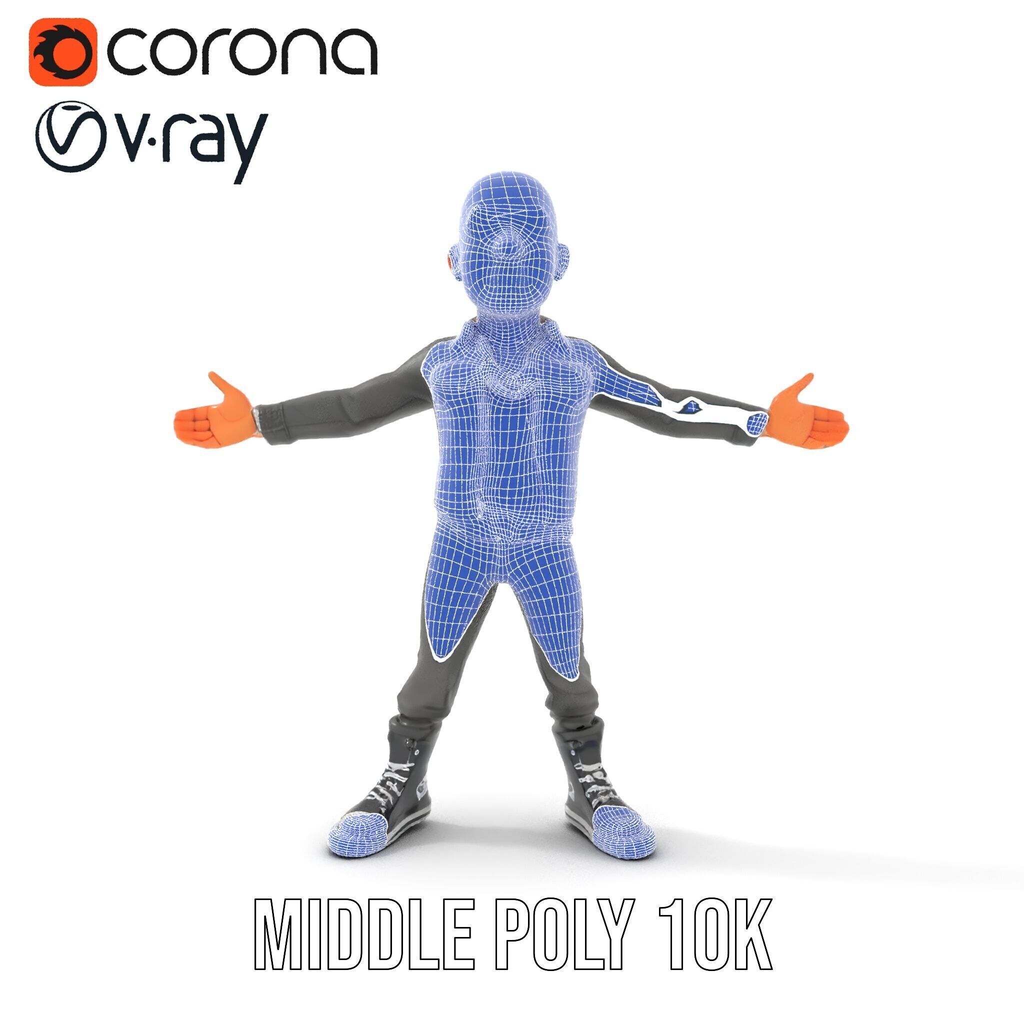 Bald Urban Character with Casual Attire  Rigged and Animated Low-poly 3D model_34