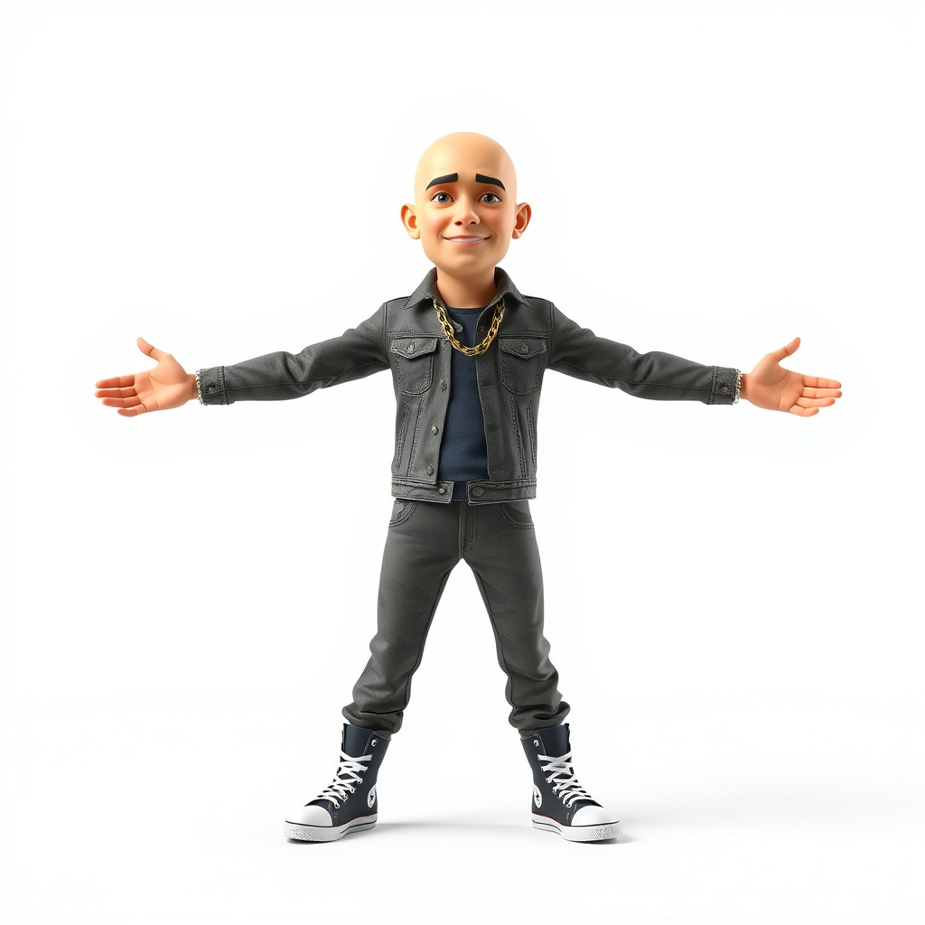 Bald Urban Character with Casual Attire  Rigged and Animated Low-poly 3D model_2