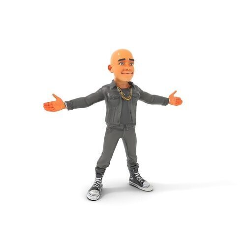 Bald Urban Character with Casual Attire  Rigged and Animated Low-poly 3D model
