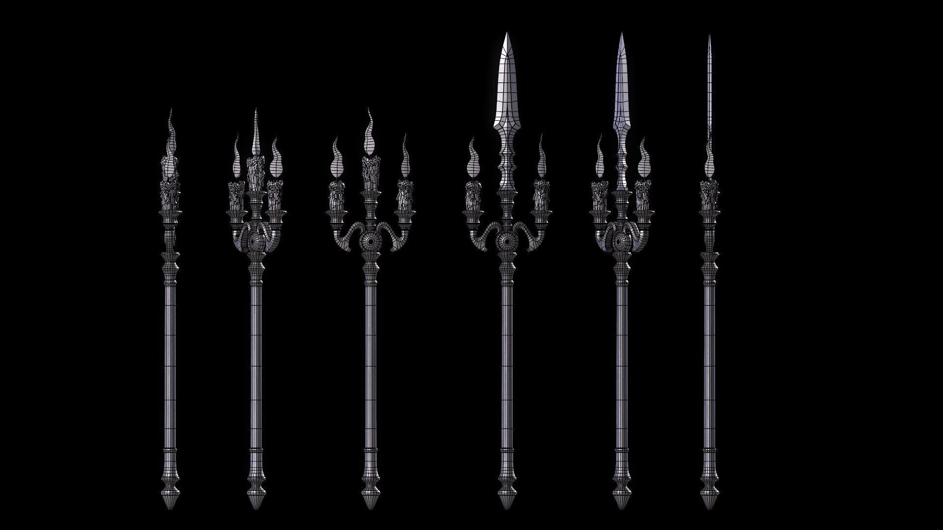 Spear Low-poly 3D model_8