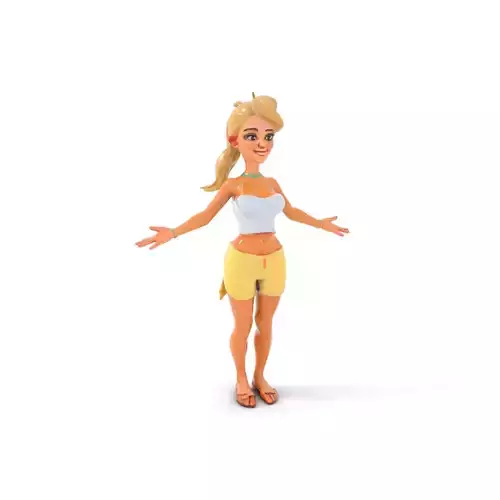 Animated Summer Girl Character Rigged and Animated with PBR T... Low-poly 3D model