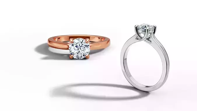 1ct Trellis Engagement Solitaire Ring 4claw setting  3D print model