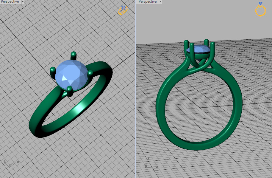 1ct Trellis Engagement Solitaire Ring 4claw setting  3D print model_8