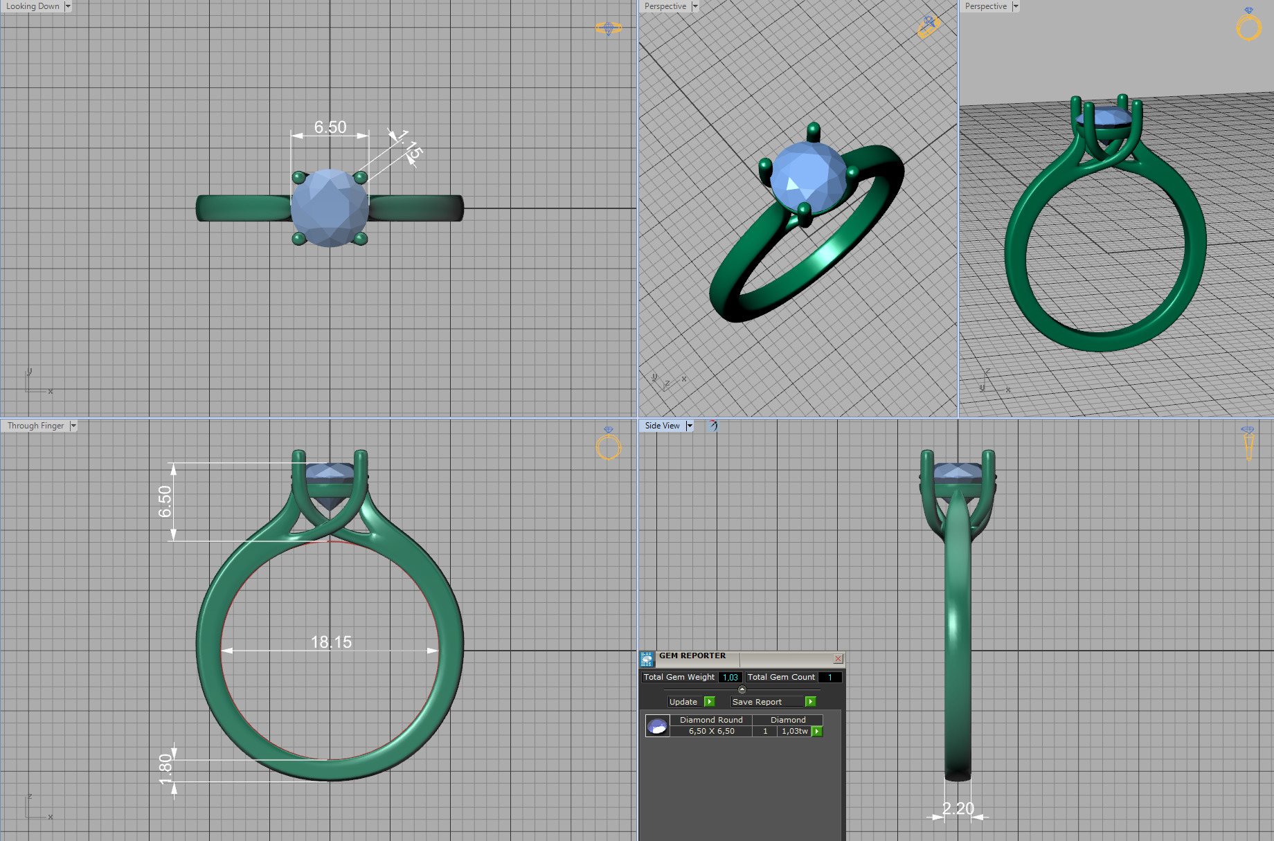 1ct Trellis Engagement Solitaire Ring 4claw setting  3D print model_7