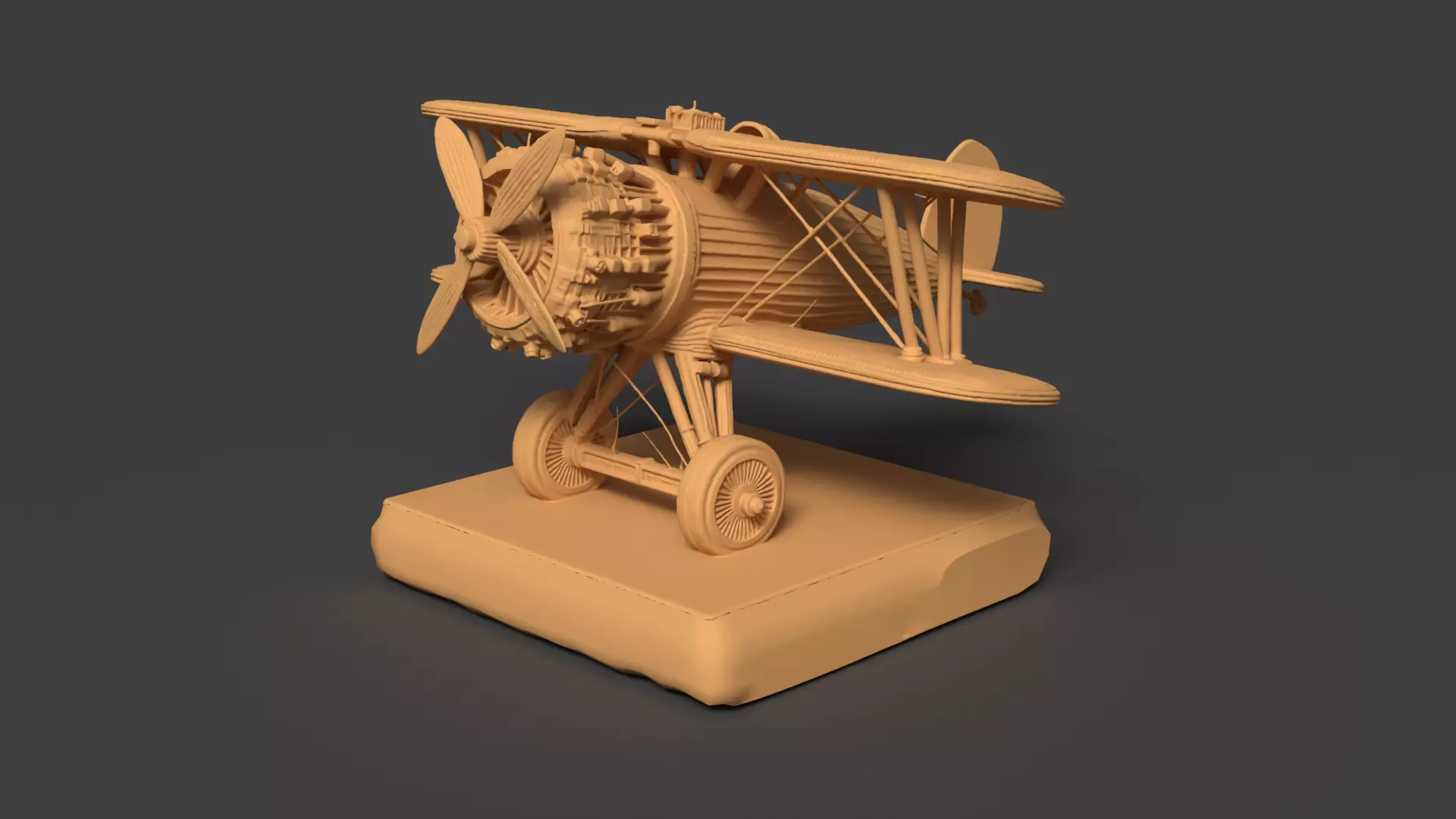  Chinese wooden airplane figure    Low-poly 3D model_0