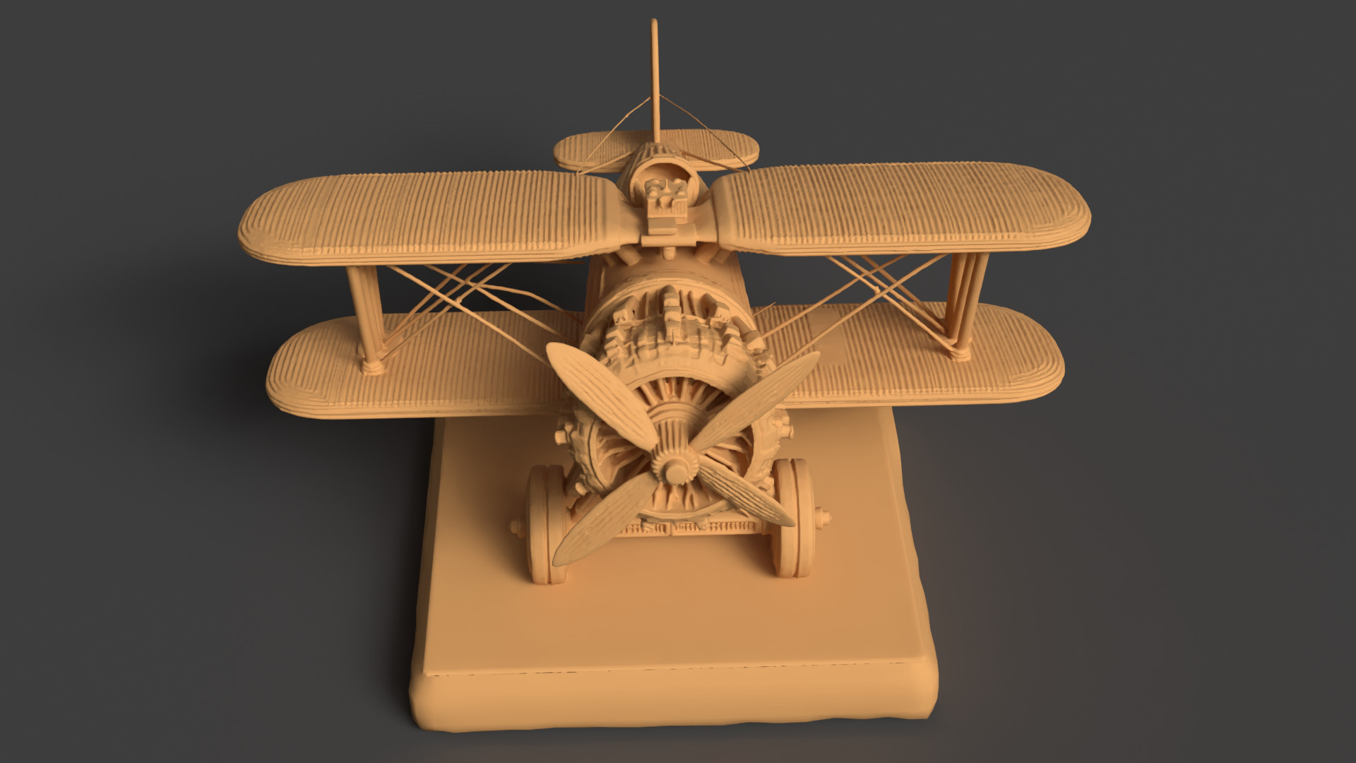  Chinese wooden airplane figure    Low-poly 3D model_4