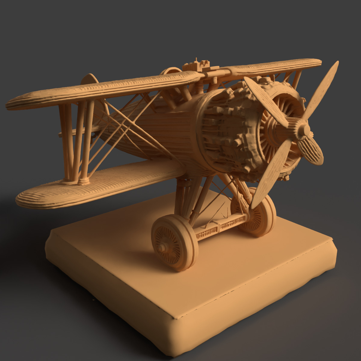  Chinese wooden airplane figure    Low-poly 3D model_6