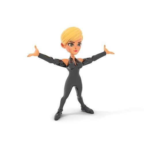 Stylish Spy Character Model Rigged and Animated Low-poly 3D model