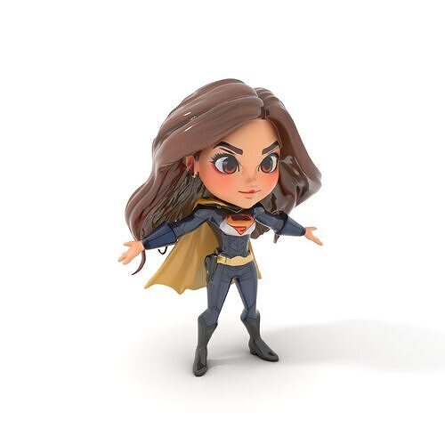 Superheroine Chibi Character Rigged and Animated in Heroic Co... Low-poly 3D model
