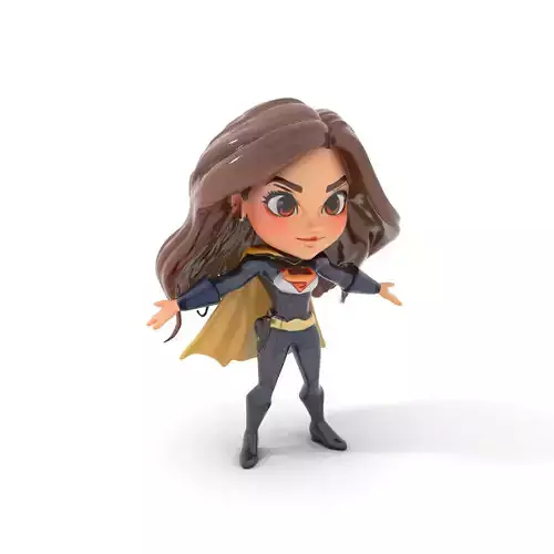 Superheroine Chibi Character Rigged and Animated in Heroic Co... Low-poly 3D model