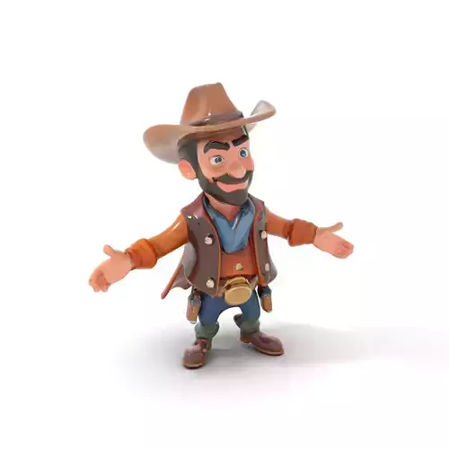 Cartoon Cowboy Character Model  Fully Rigged and Animated Low-poly 3D model
