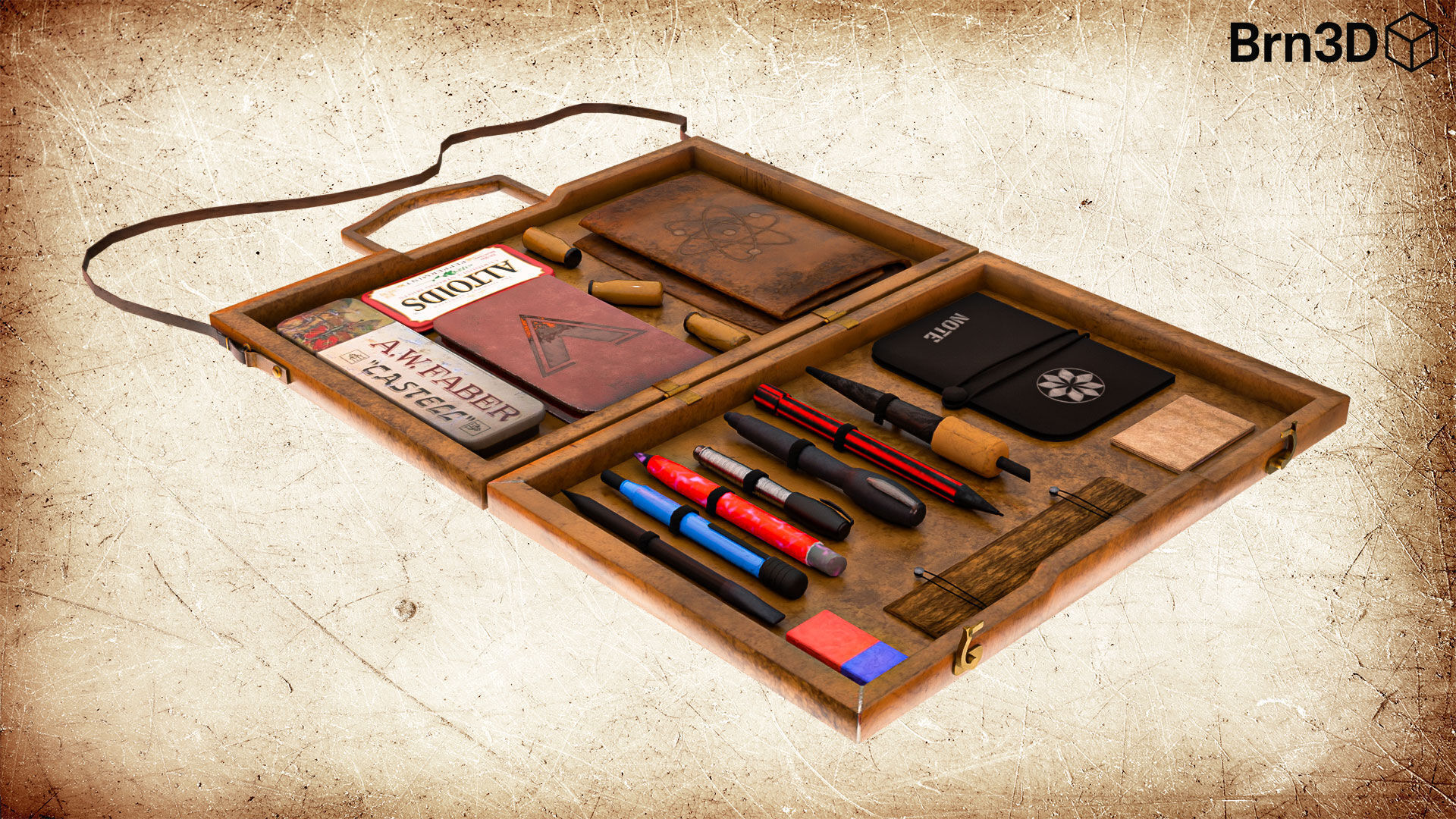 Artists Briefcase - Low Poly Stylized Props Low-poly 3D model_2