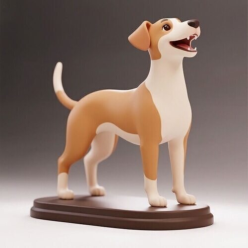 1087  Colorful Laughing   Galgo Dog on Base   pug 3D print model