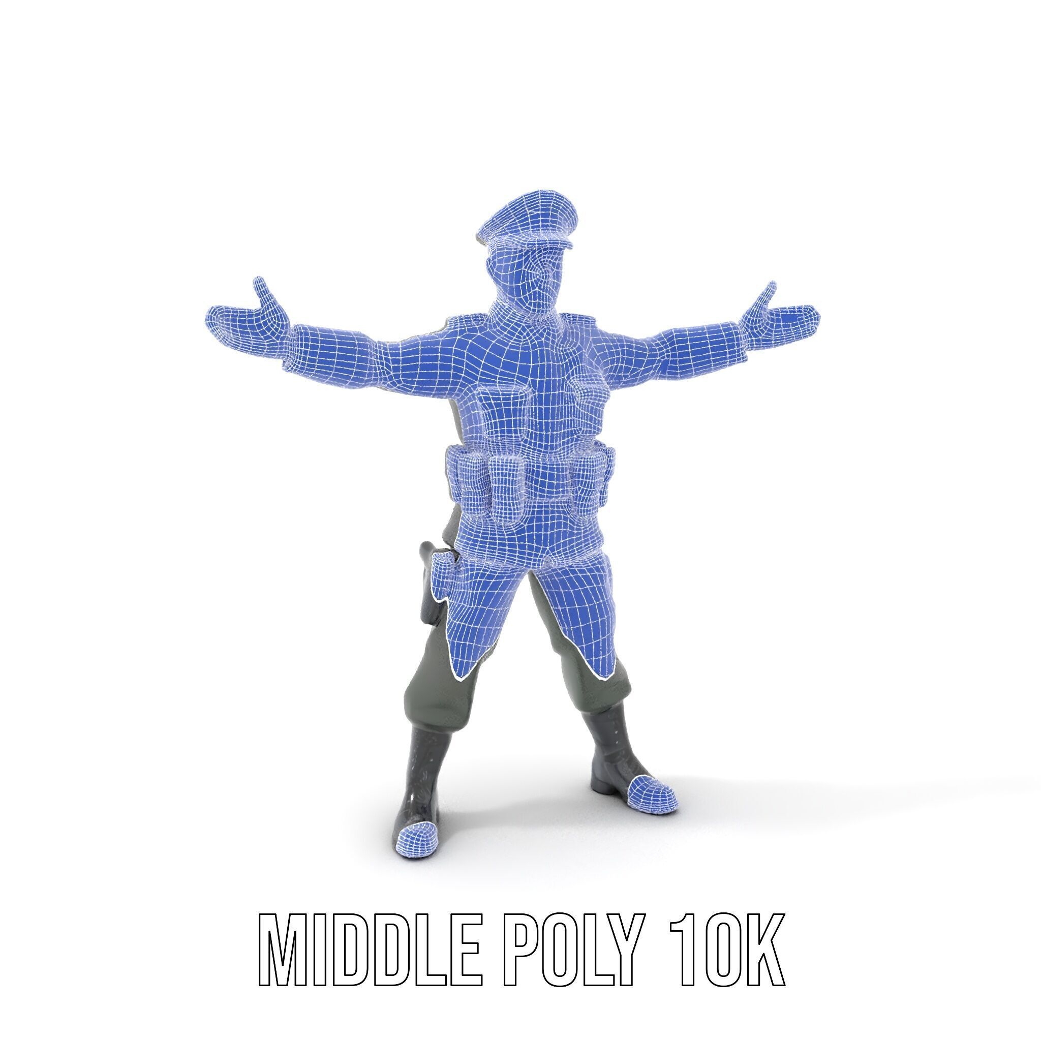 Military Officer Rigged and Animated Character Model D Low-poly 3D model_27