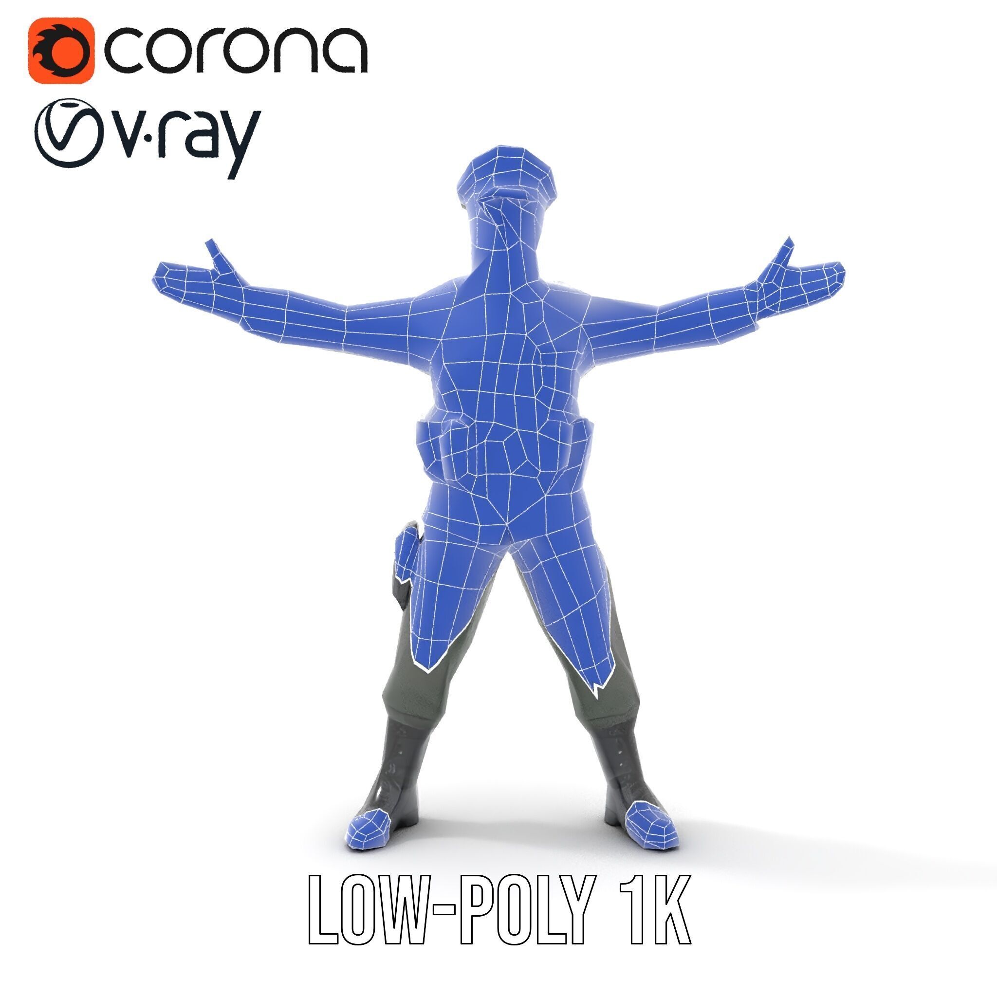 Military Officer Rigged and Animated Character Model D Low-poly 3D model_19