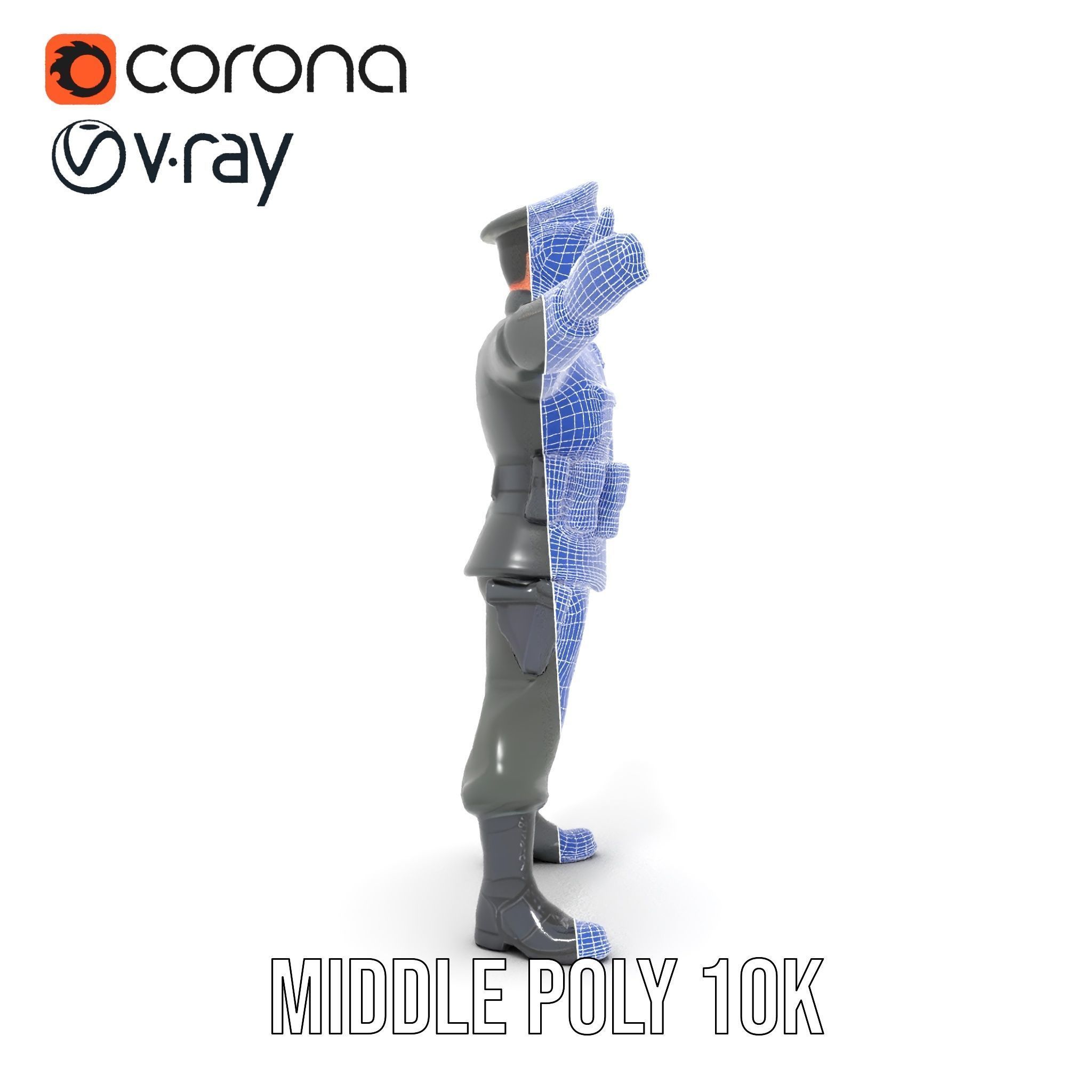 Military Officer Rigged and Animated Character Model D Low-poly 3D model_35