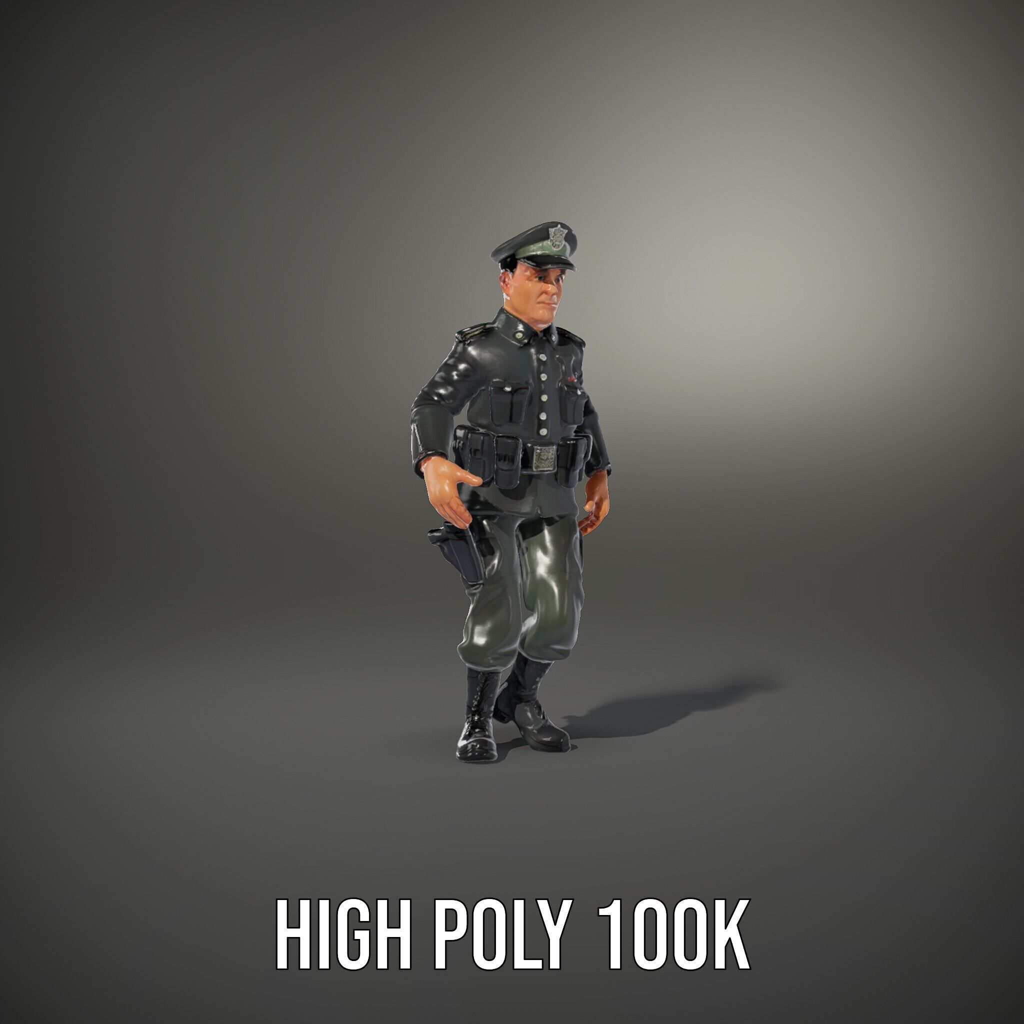 Military Officer Rigged and Animated Character Model D Low-poly 3D model_12