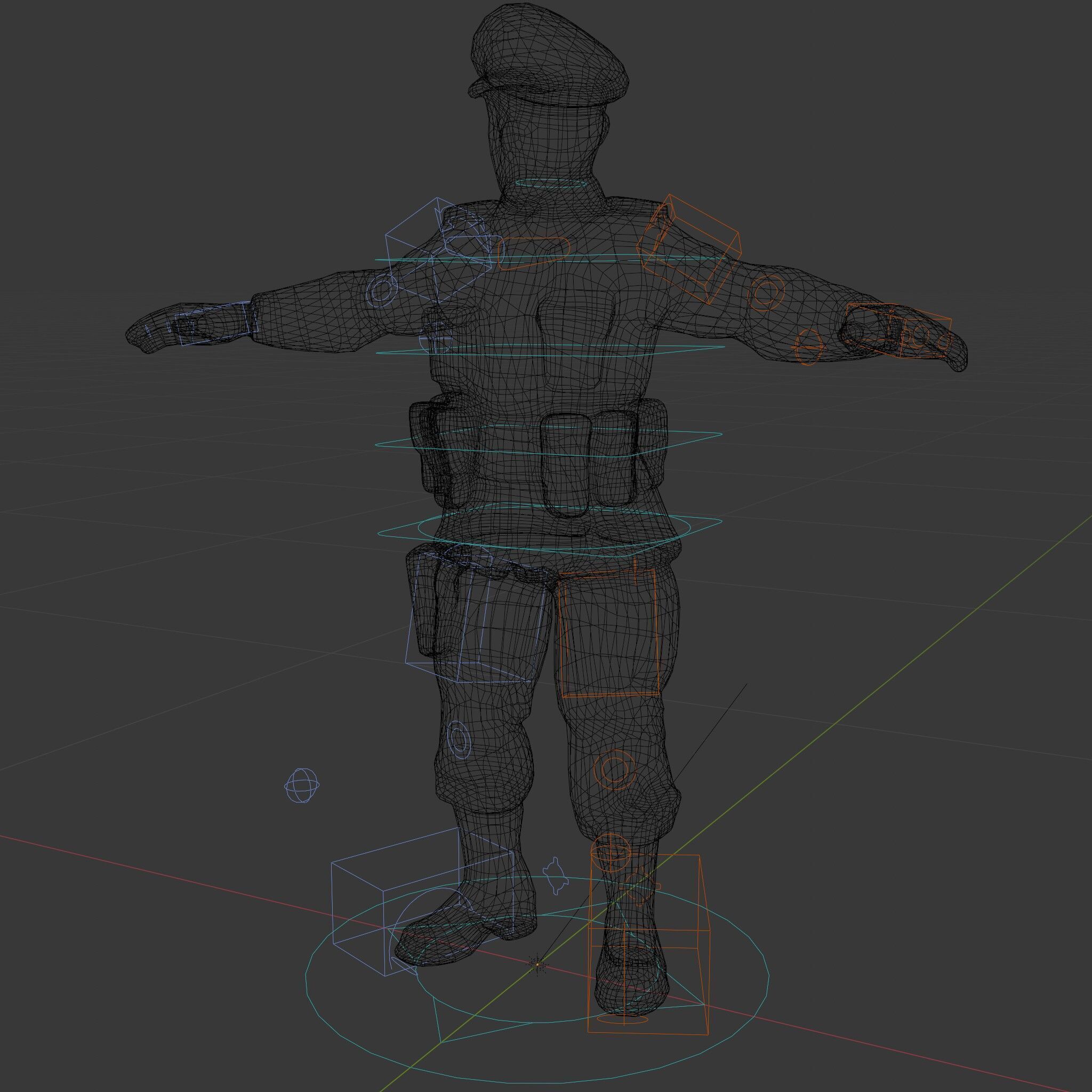 Military Officer Rigged and Animated Character Model D Low-poly 3D model_6