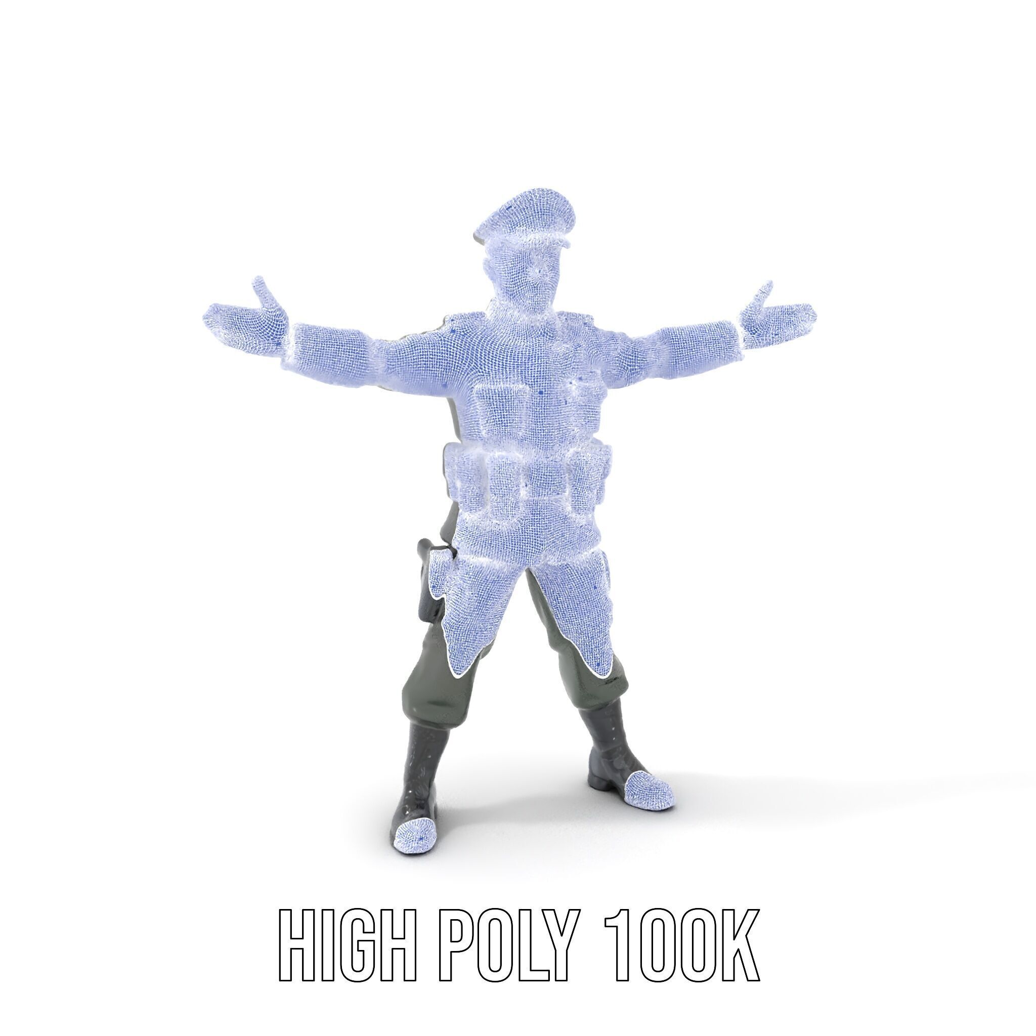 Military Officer Rigged and Animated Character Model D Low-poly 3D model_5