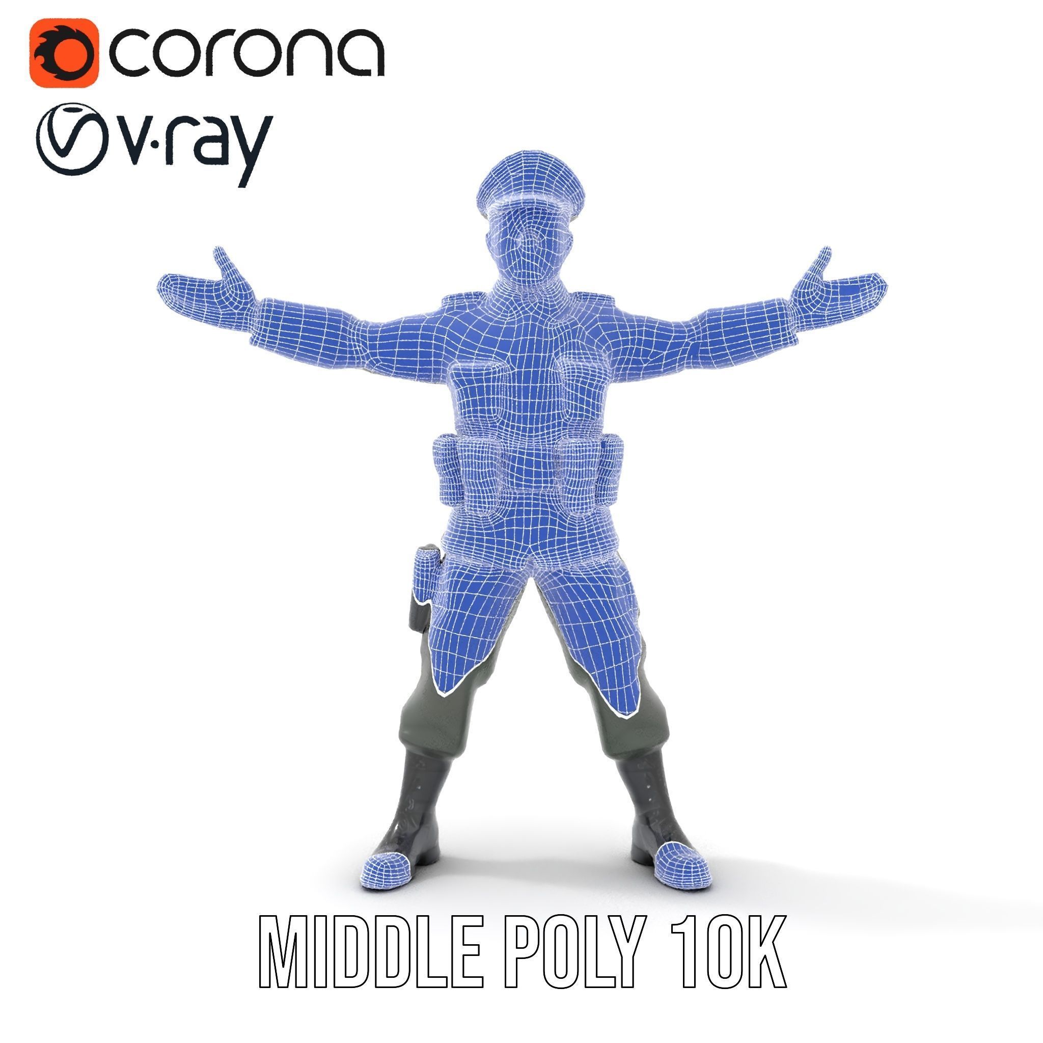 Military Officer Rigged and Animated Character Model D Low-poly 3D model_24