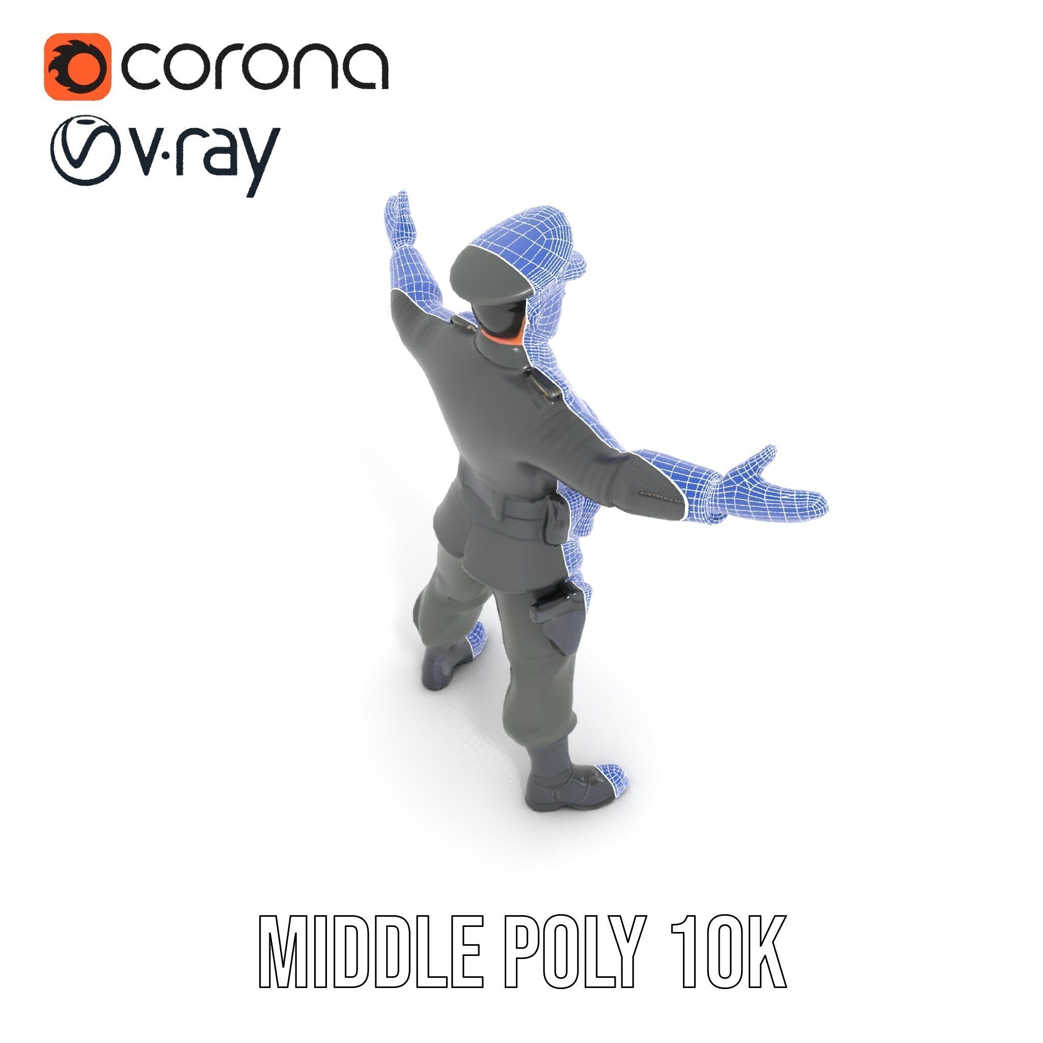 Military Officer Rigged and Animated Character Model D Low-poly 3D model_33