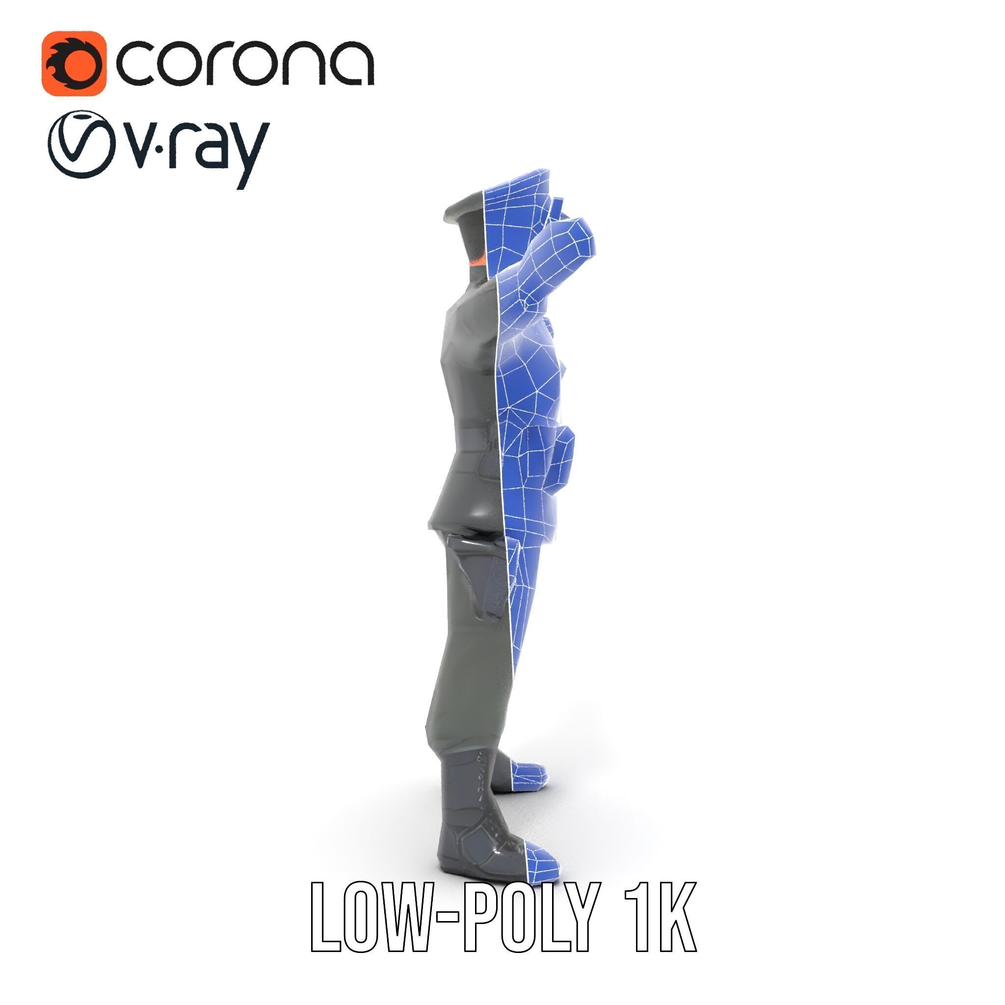 Military Officer Rigged and Animated Character Model D Low-poly 3D model_16