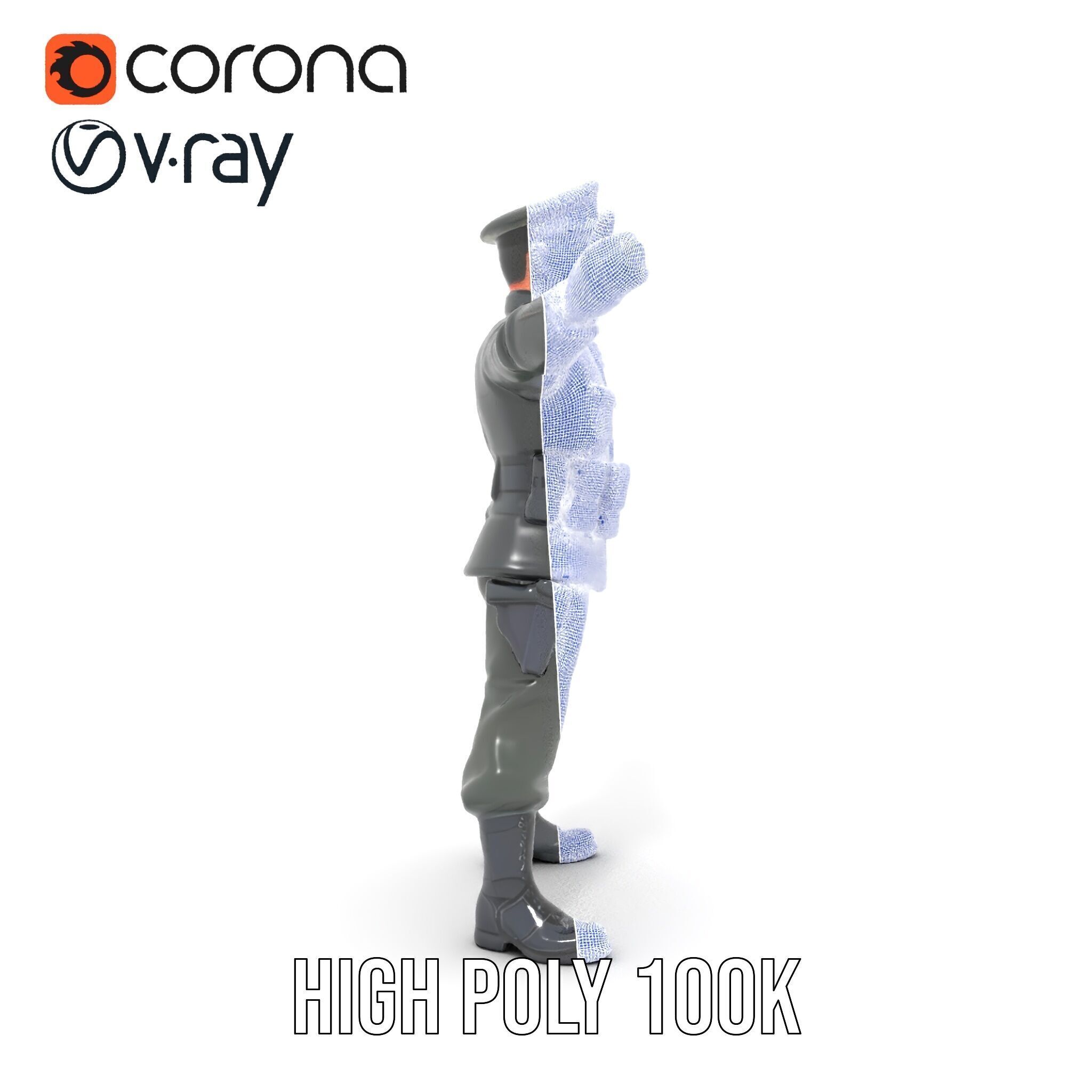 Military Officer Rigged and Animated Character Model D Low-poly 3D model_36