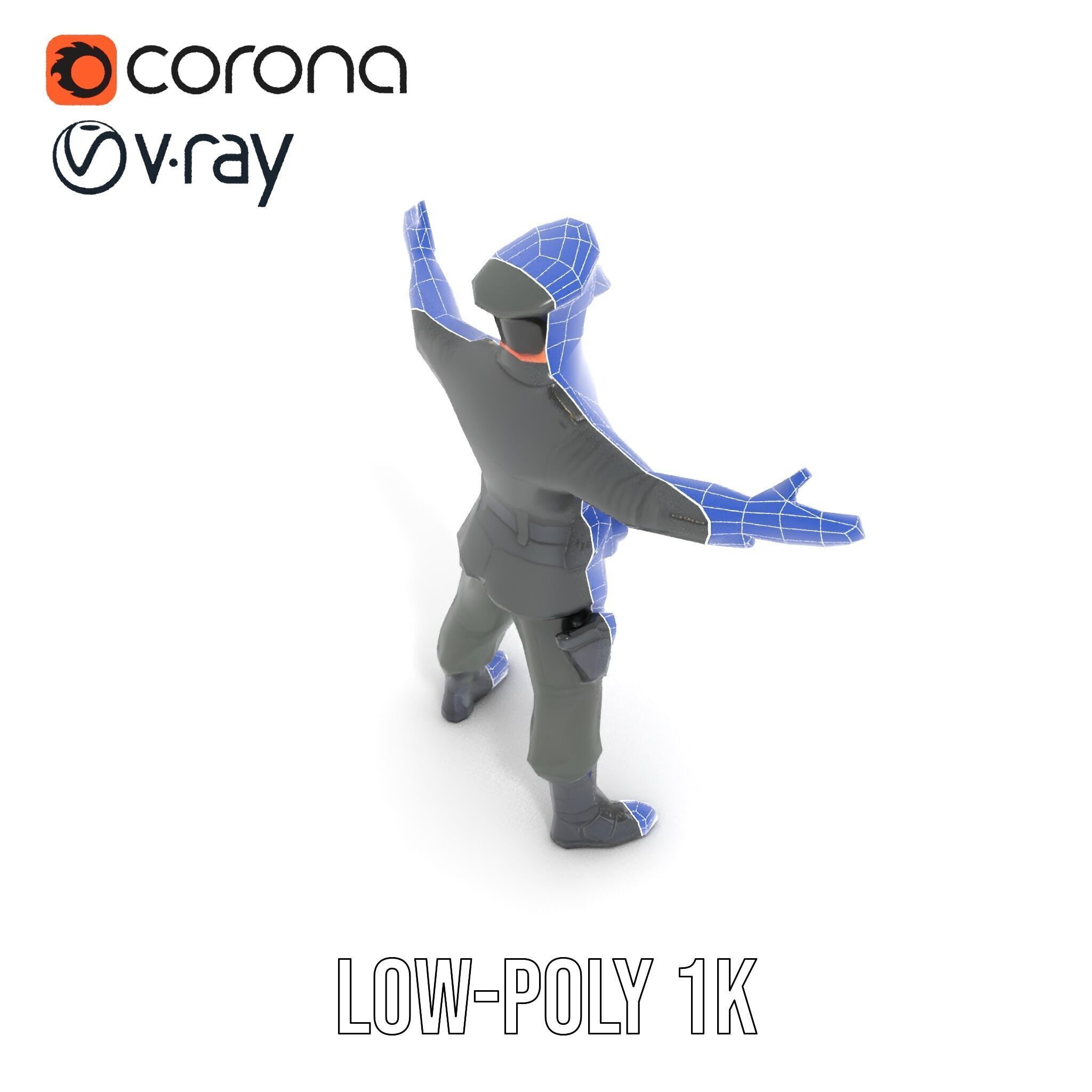 Military Officer Rigged and Animated Character Model D Low-poly 3D model_22