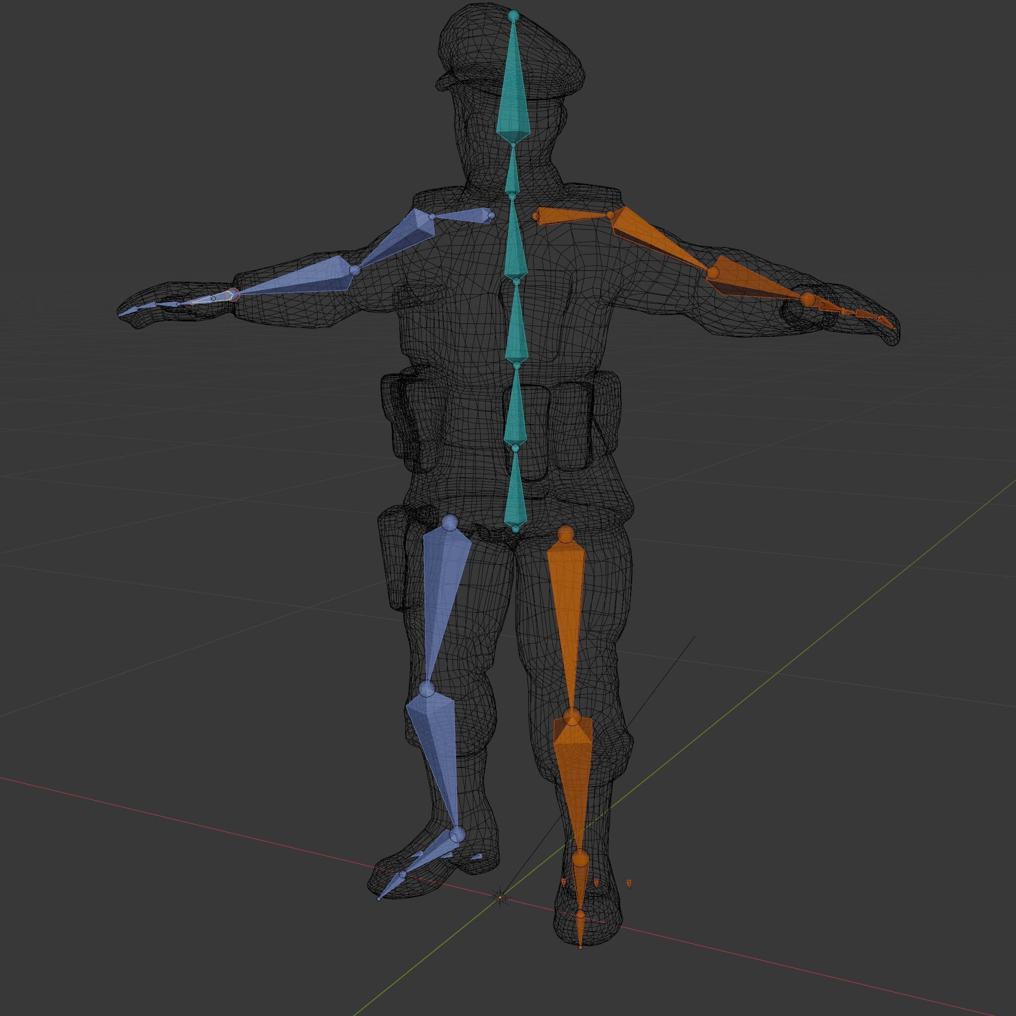 Military Officer Rigged and Animated Character Model D Low-poly 3D model_7