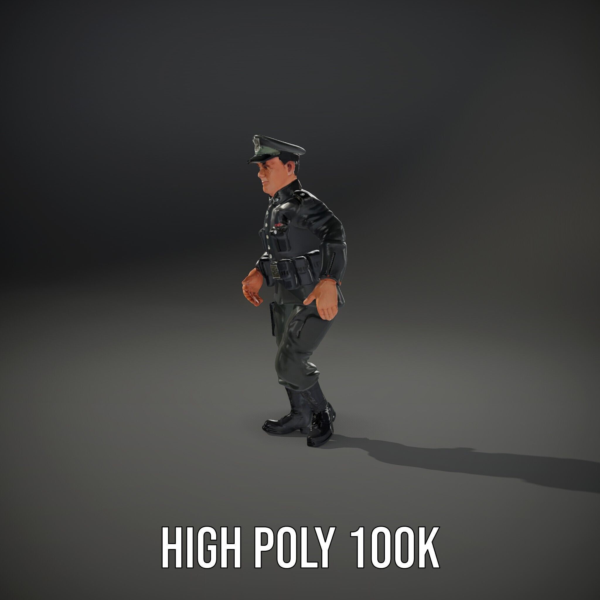 Military Officer Rigged and Animated Character Model D Low-poly 3D model_20