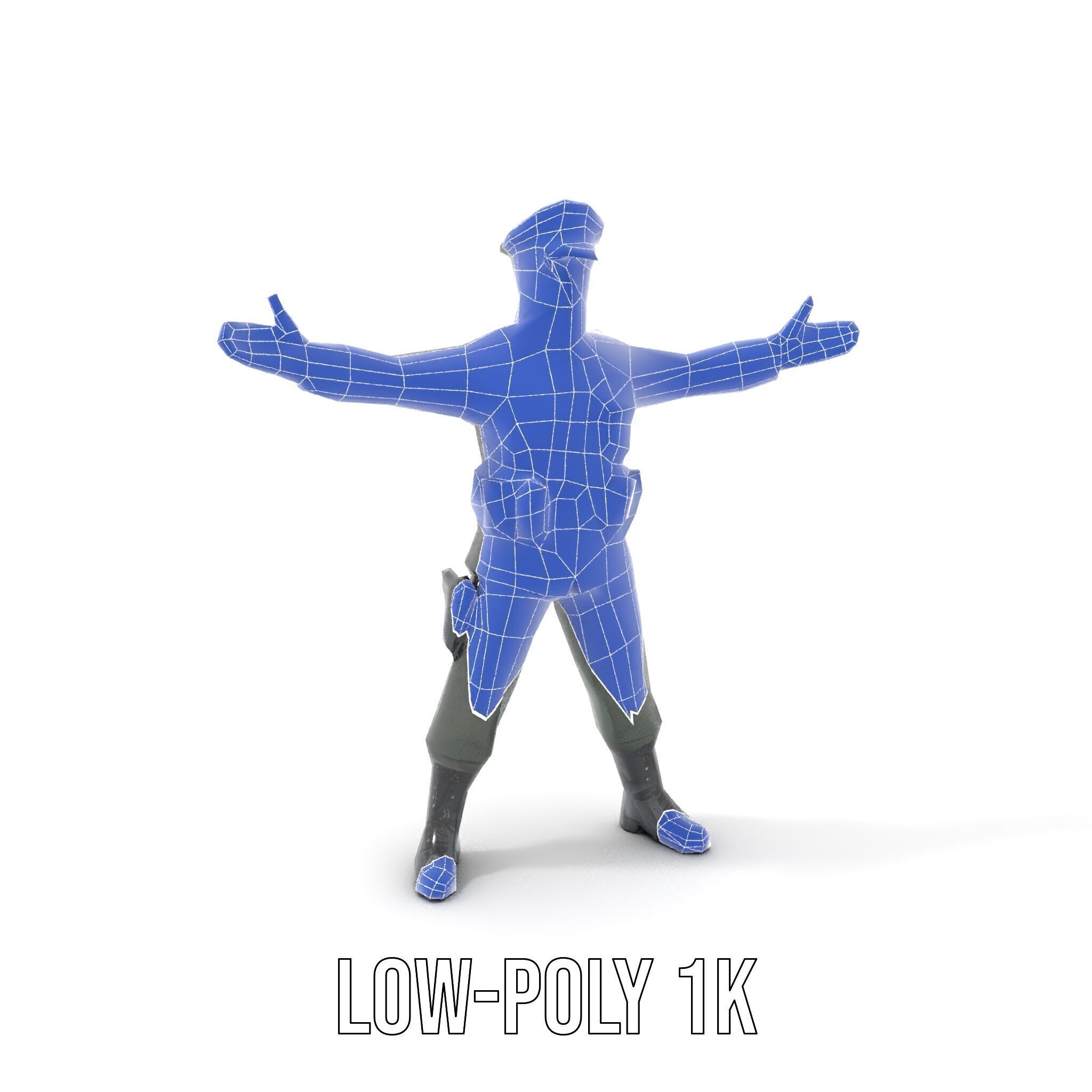 Military Officer Rigged and Animated Character Model D Low-poly 3D model_28