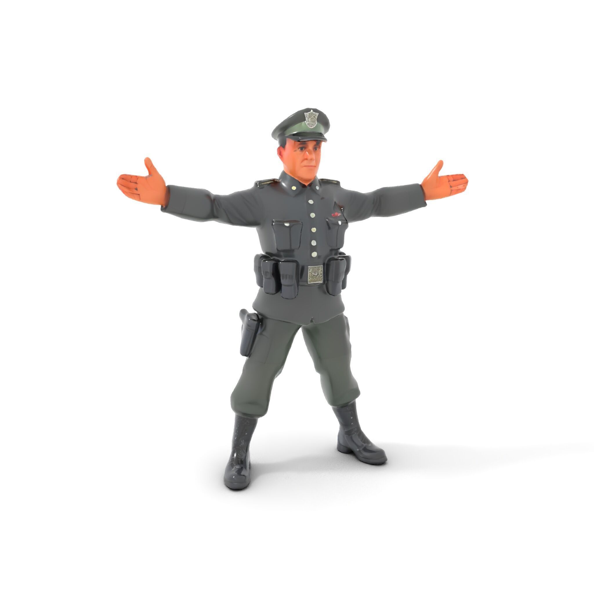 Military Officer Rigged and Animated Character Model D Low-poly 3D model_15