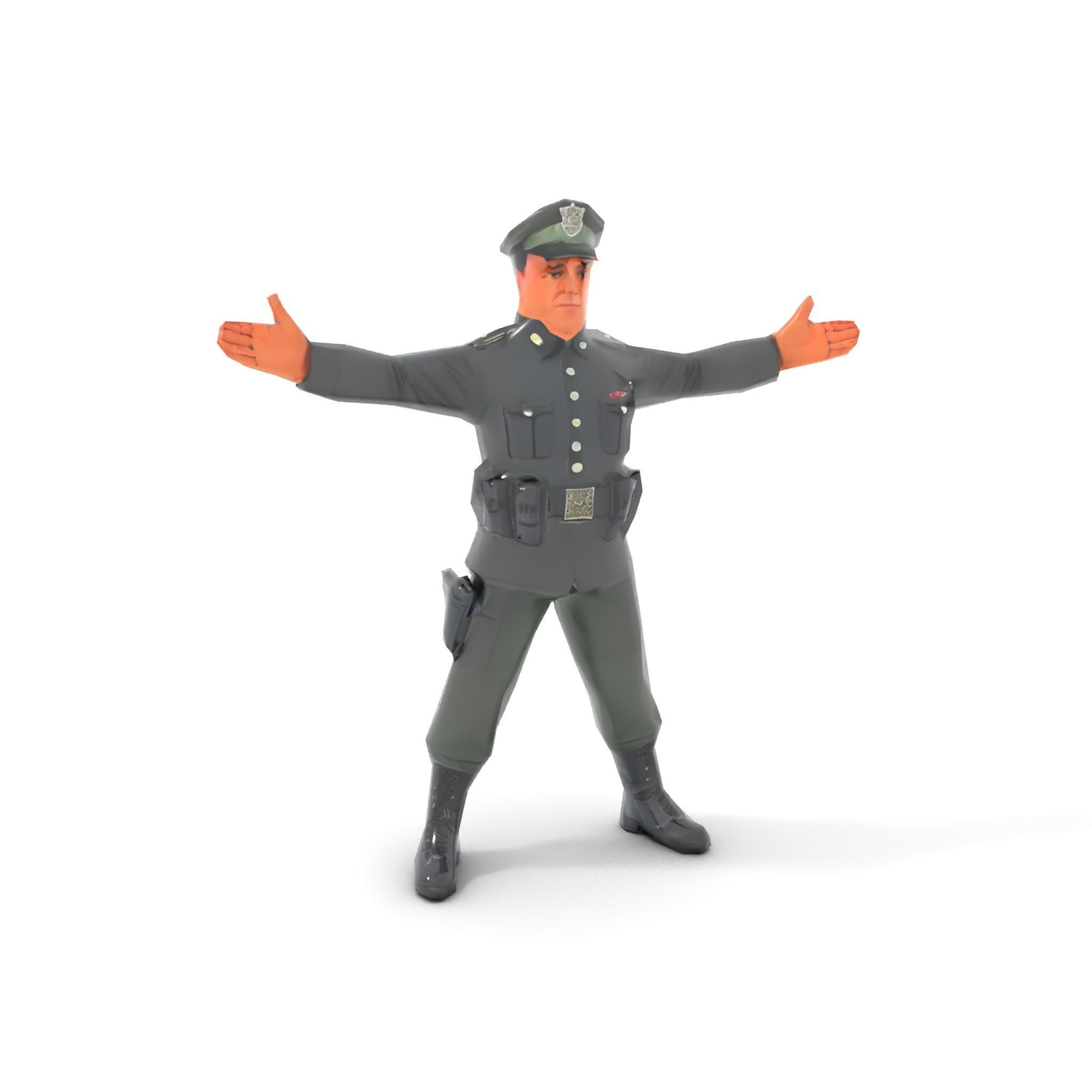 Military Officer Rigged and Animated Character Model D Low-poly 3D model_9