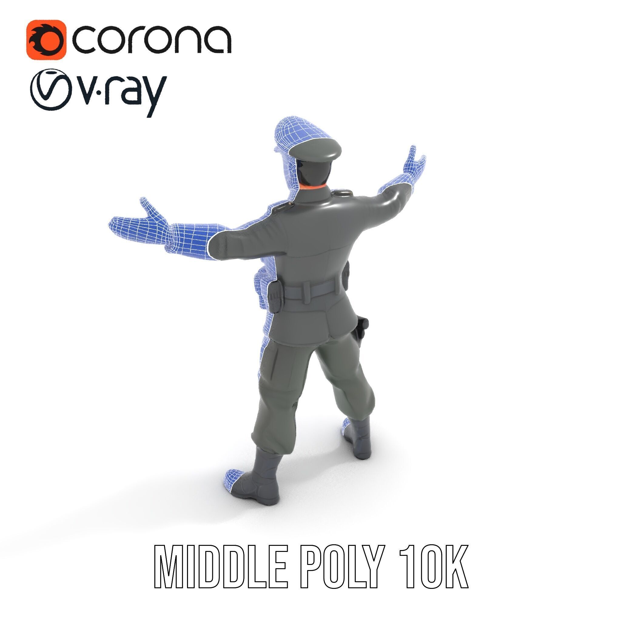 Military Officer Rigged and Animated Character Model D Low-poly 3D model_30