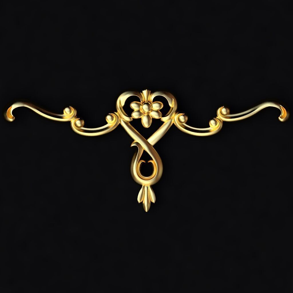 Central decor ornament for furniture 3D model_1