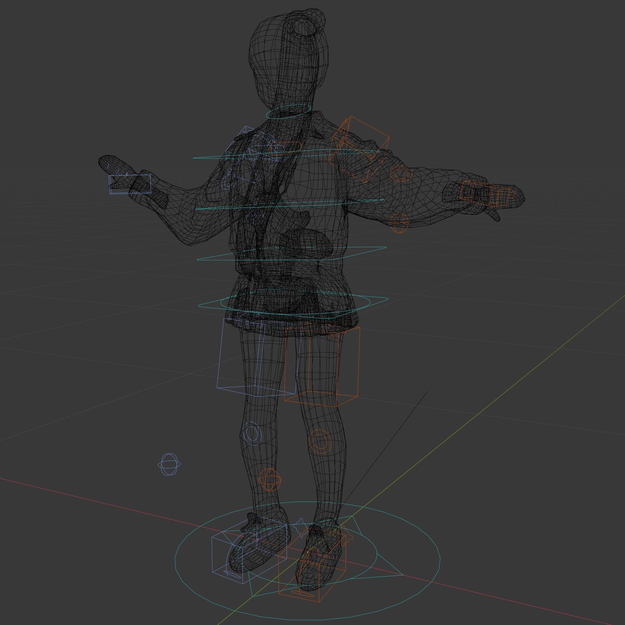 Stylized Teen Girl Character Rigged and Animated Low-poly 3D model_5