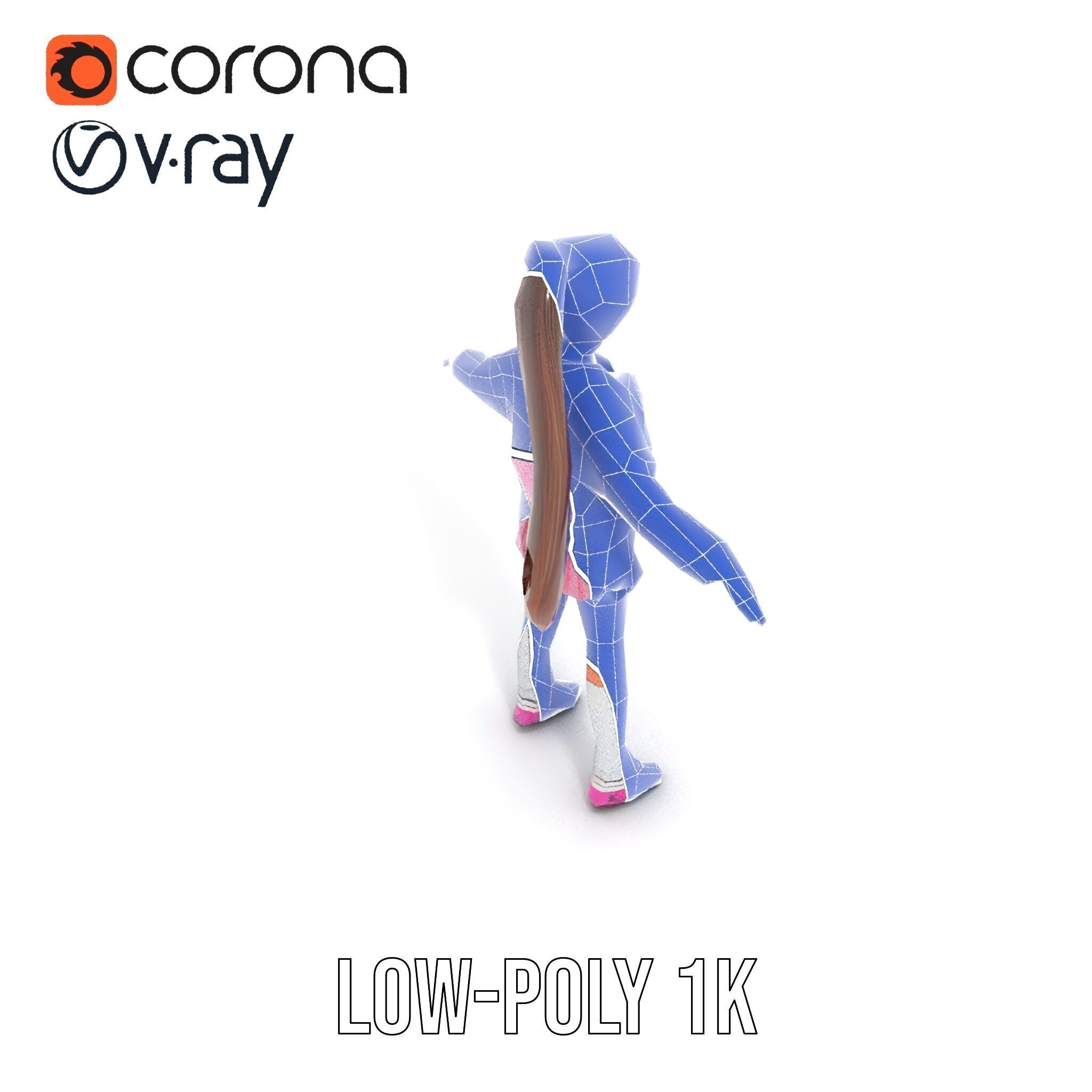 Stylized Teen Girl Character Rigged and Animated Low-poly 3D model_21