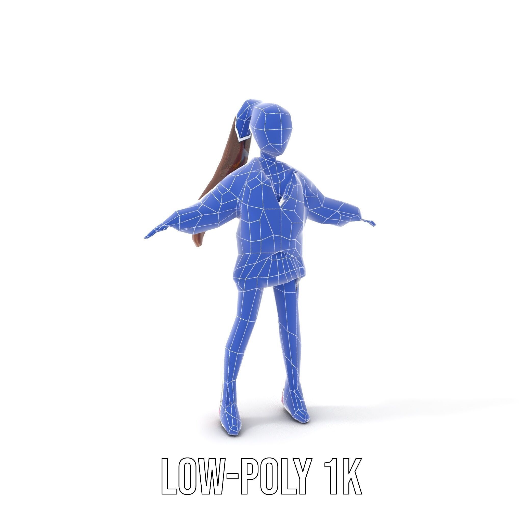 Stylized Teen Girl Character Rigged and Animated Low-poly 3D model_16