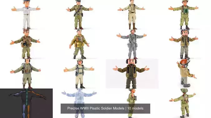 Precise WWII Plastic Soldier Models 3D Model Collection
