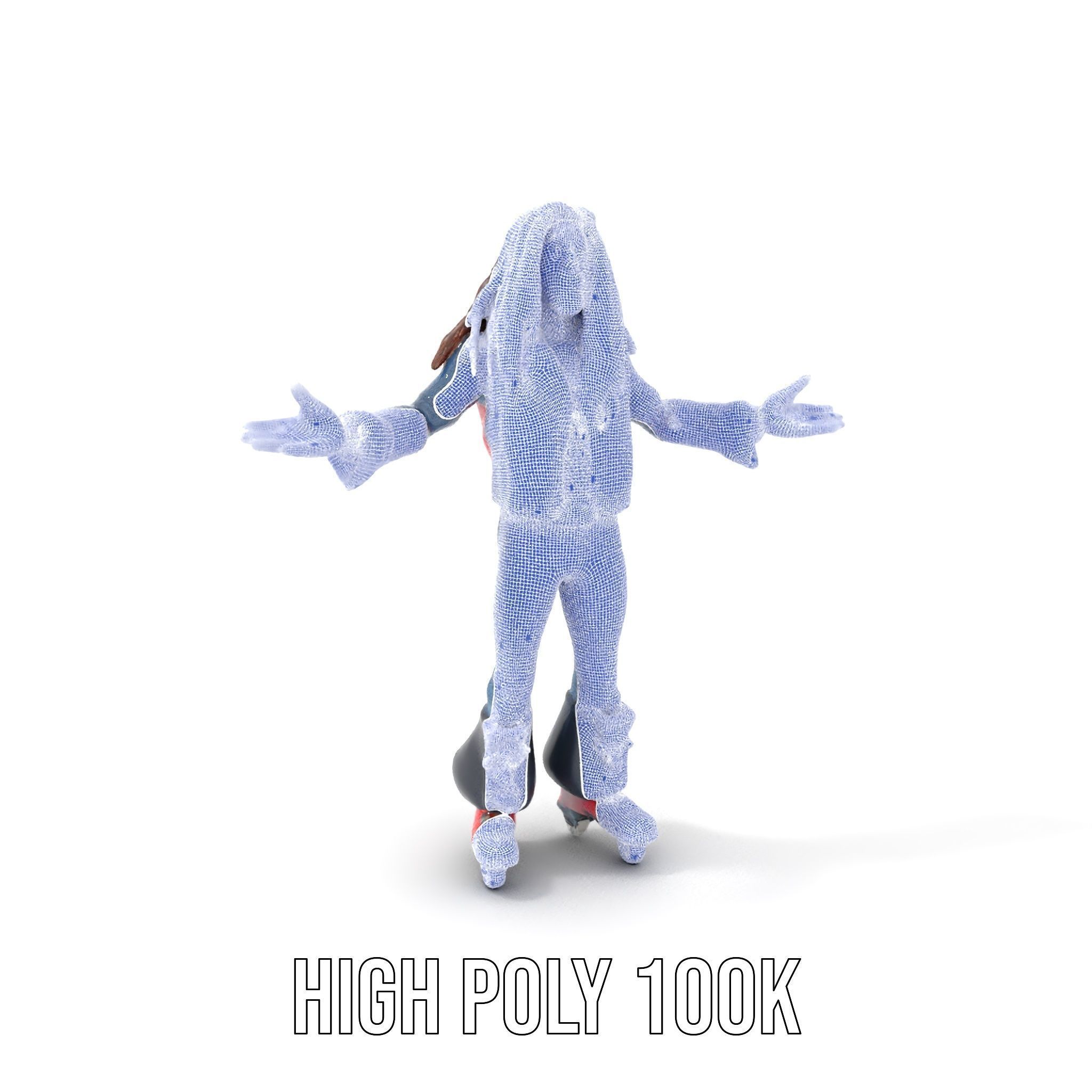 Roller Skater Character Rigged and Animated with Retro Style Low-poly 3D model_4