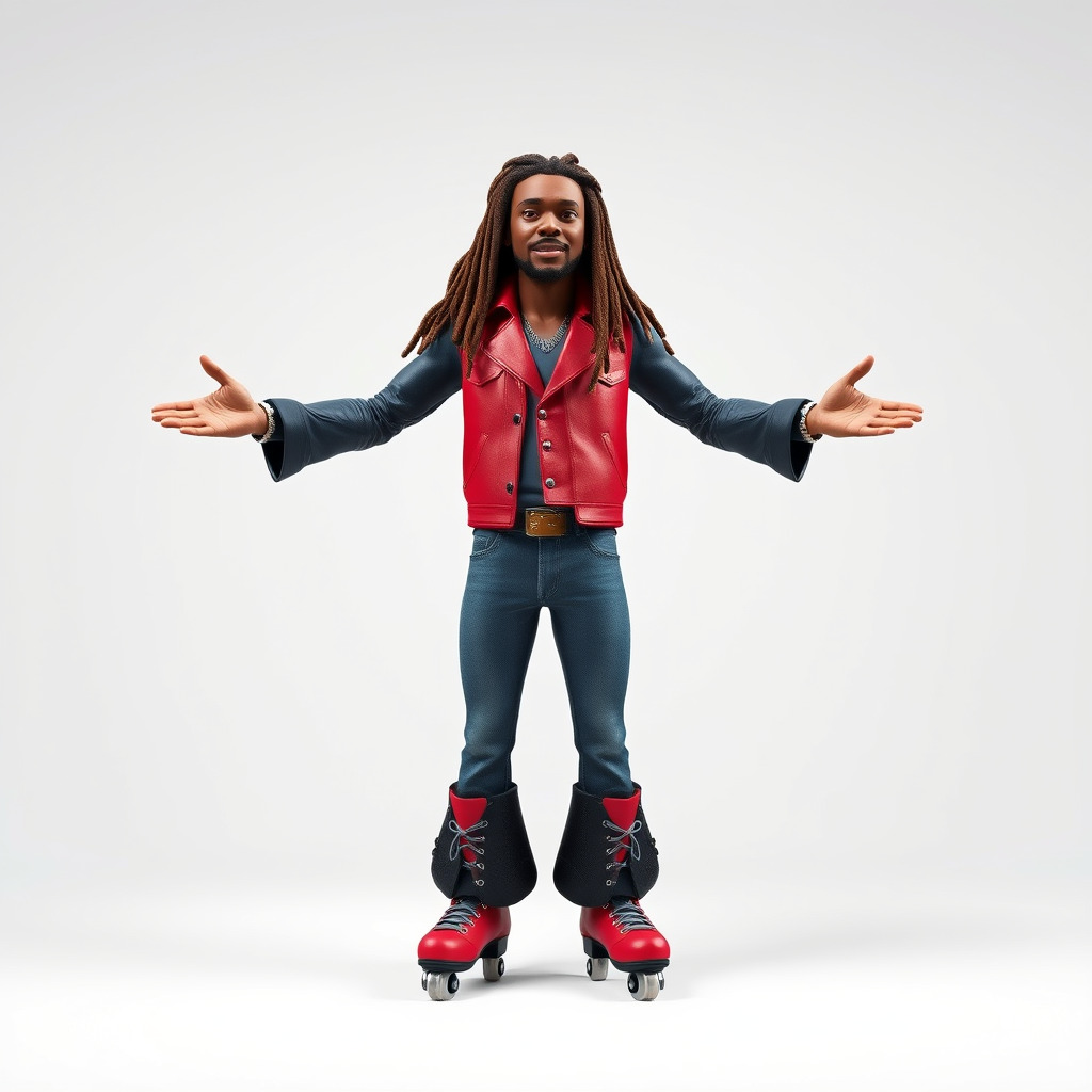 Roller Skater Character Rigged and Animated with Retro Style Low-poly 3D model_2