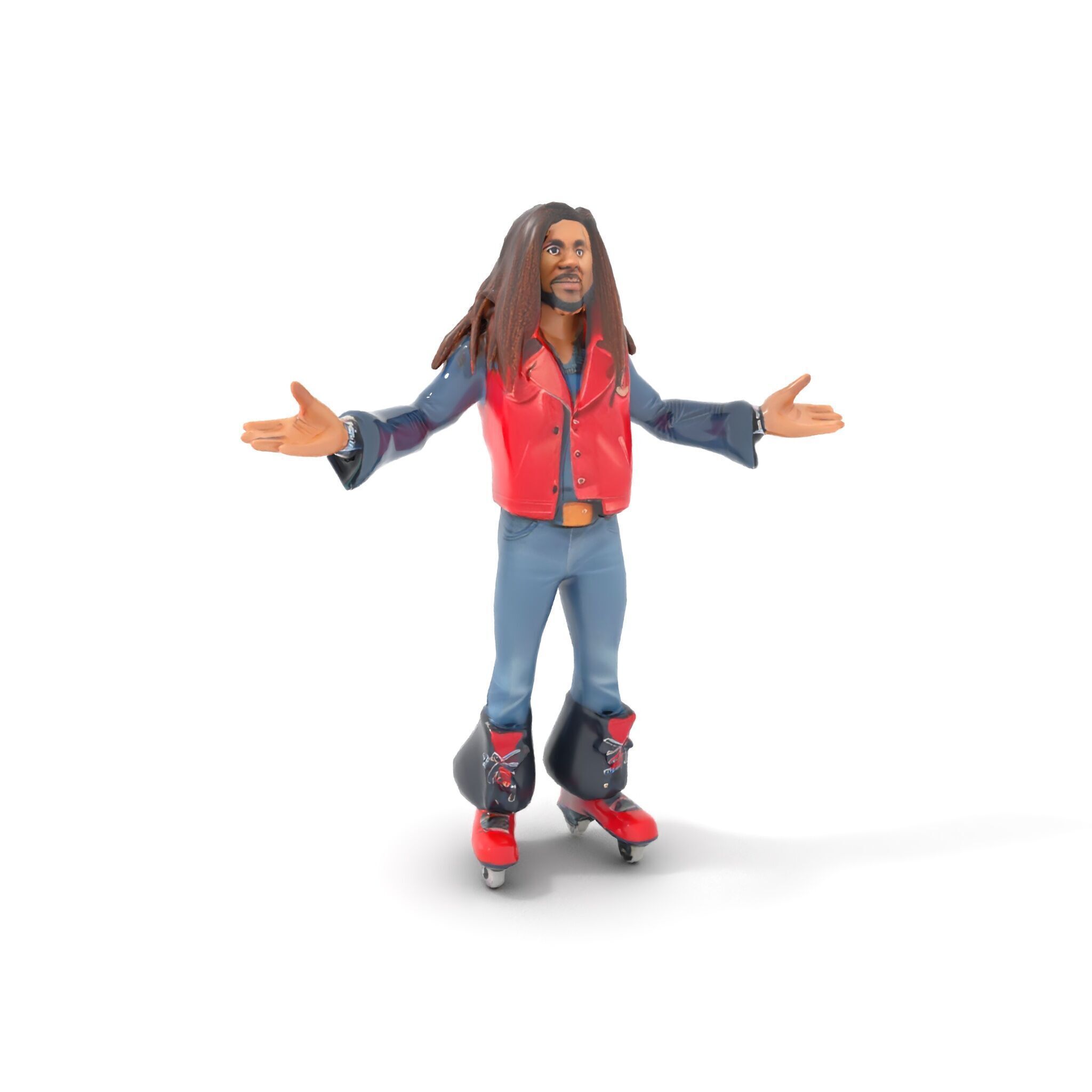 Roller Skater Character Rigged and Animated with Retro Style Low-poly 3D model_9