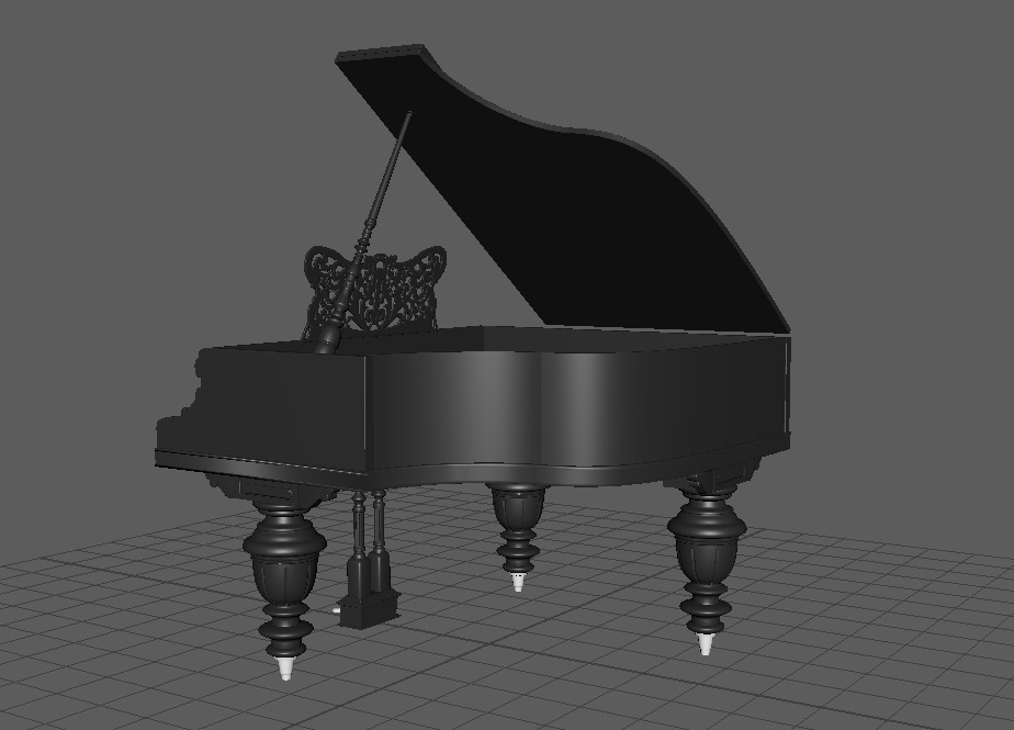 Grand Piano Low-poly 3D model_1