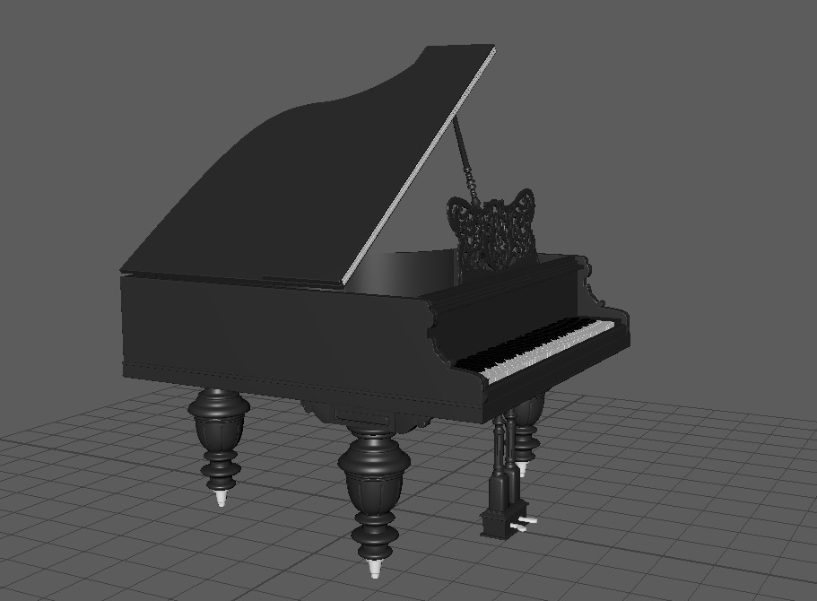 Grand Piano Low-poly 3D model_8