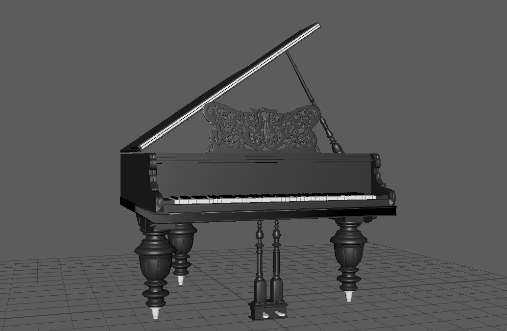 Grand Piano Low-poly 3D model_7