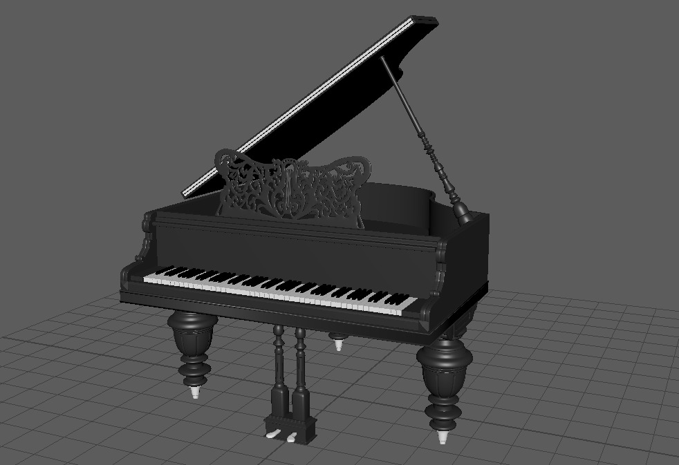 Grand Piano Low-poly 3D model_6